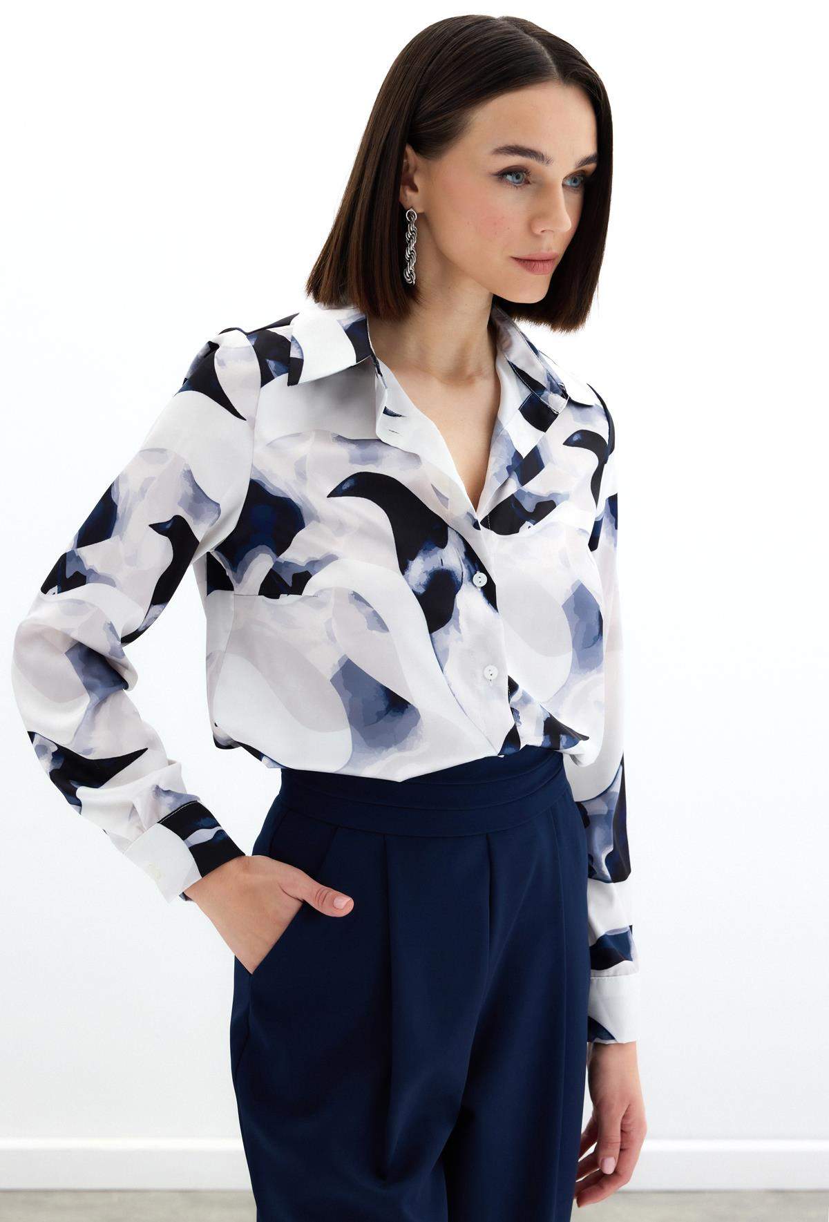 Desenli Gömlek - Lacivert