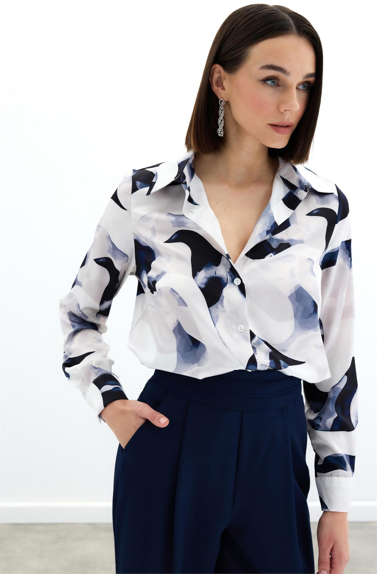 Desenli Gömlek - Lacivert