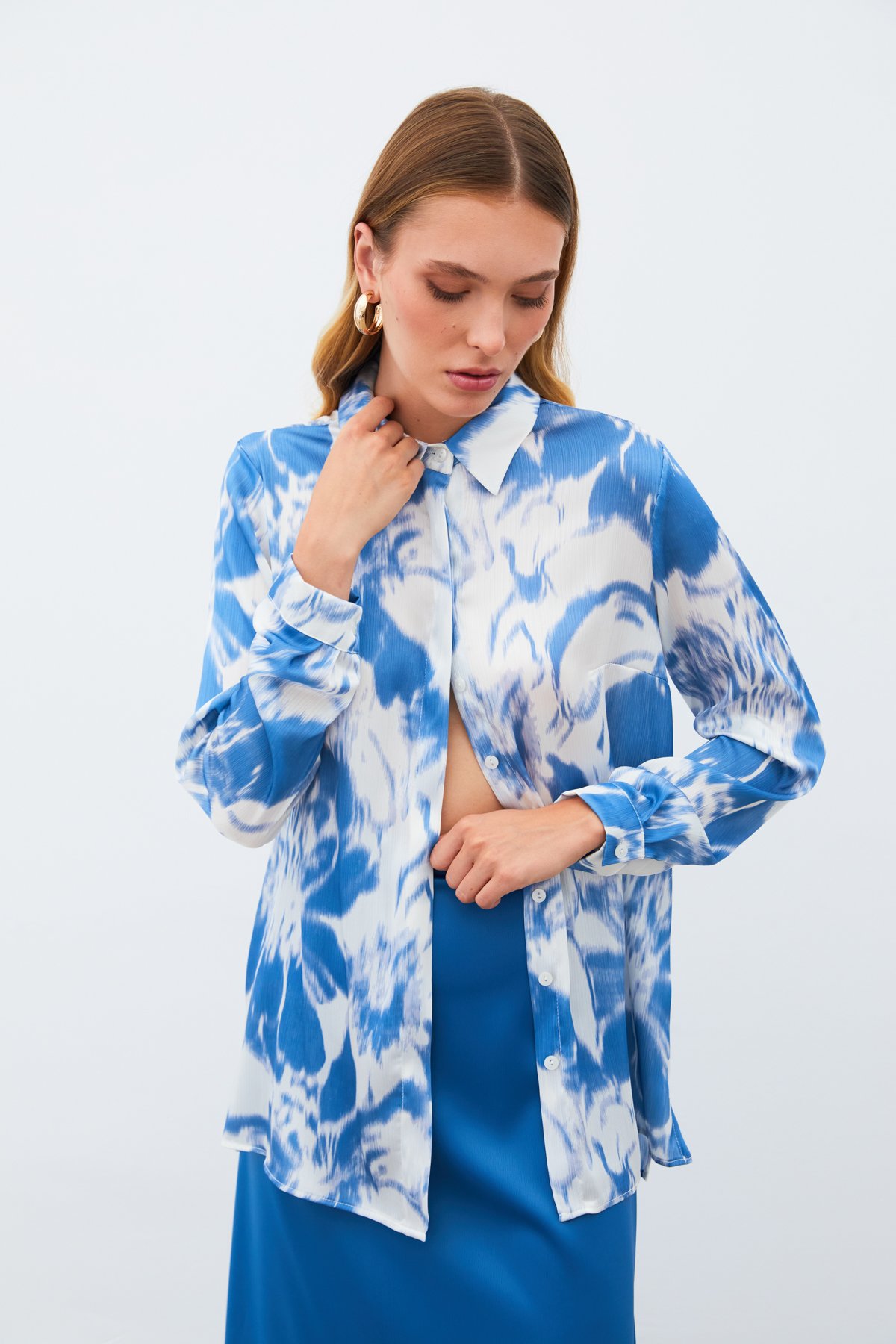 Desenli Gömlek - MAVİ