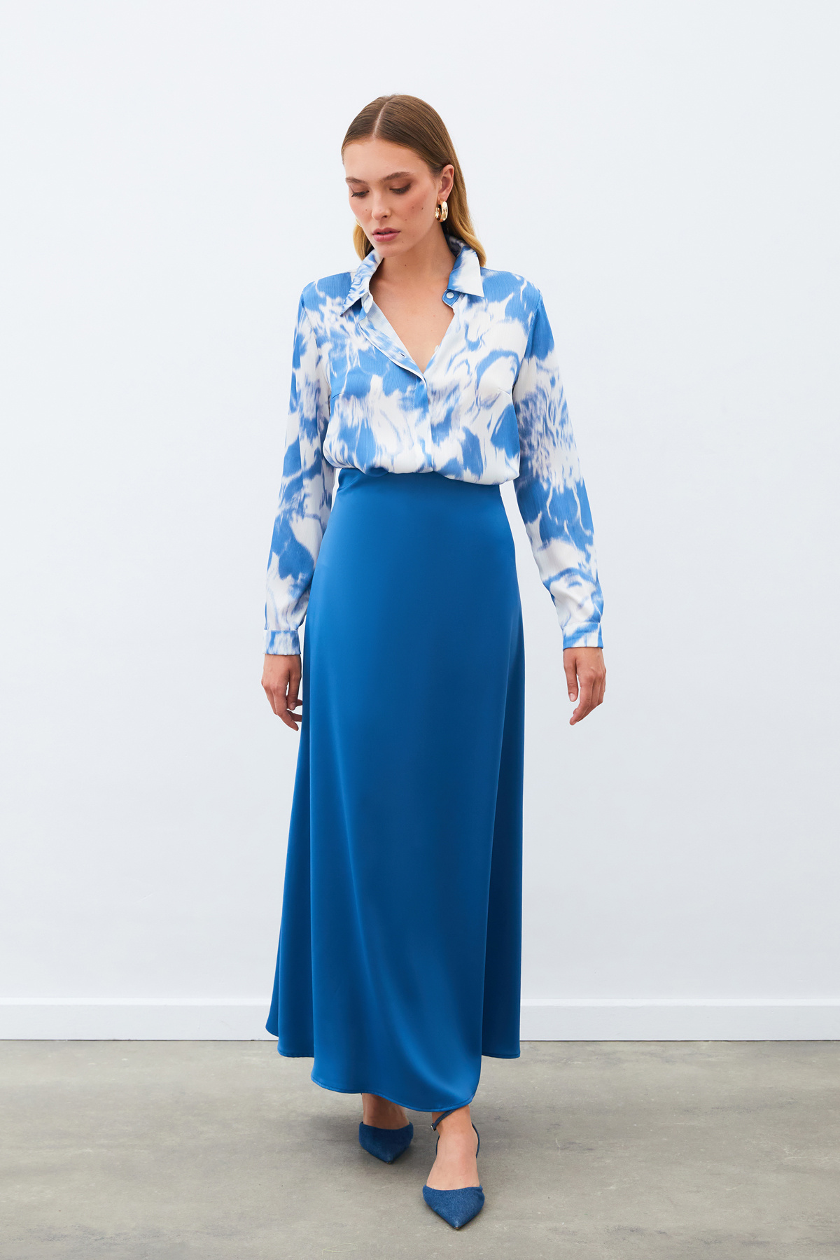 Desenli Gömlek - MAVİ