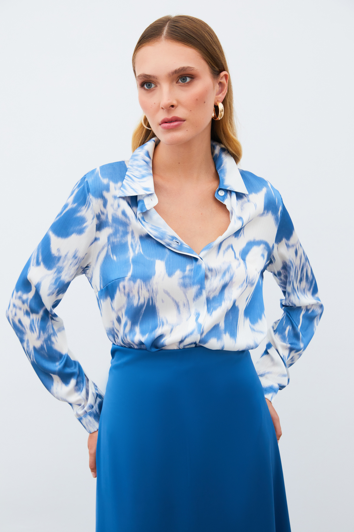 Desenli Gömlek - MAVİ