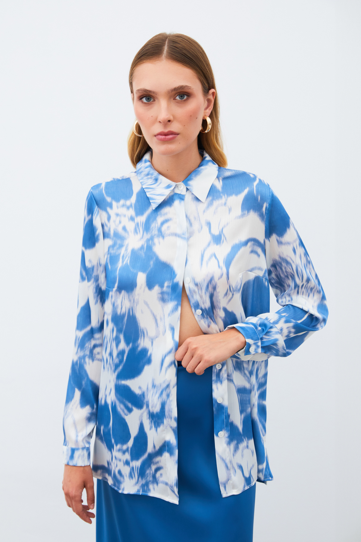 Desenli Gömlek - MAVİ