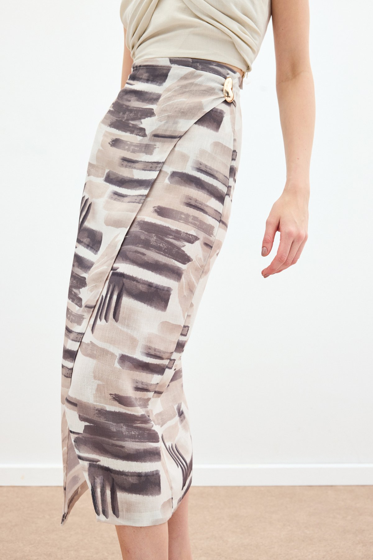 Desenli Keten Kalem Etek - Taş