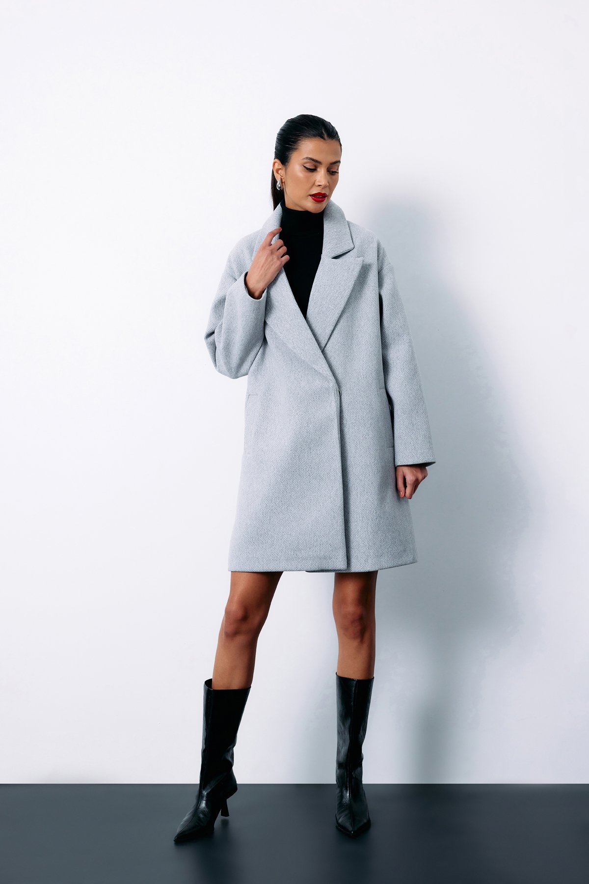 Desenli Kısa Kaban - GRİ