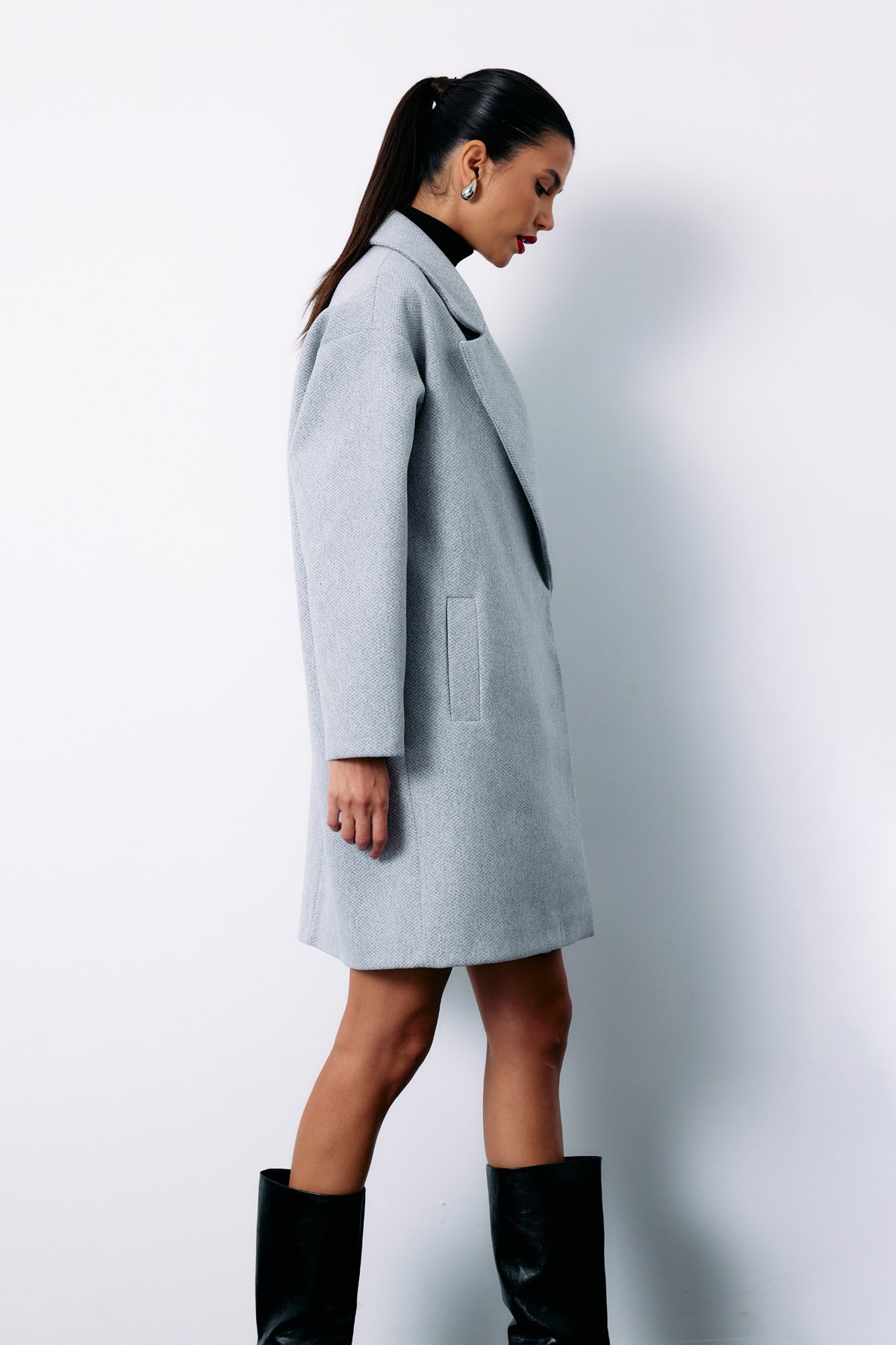 Desenli Kısa Kaban - GRİ