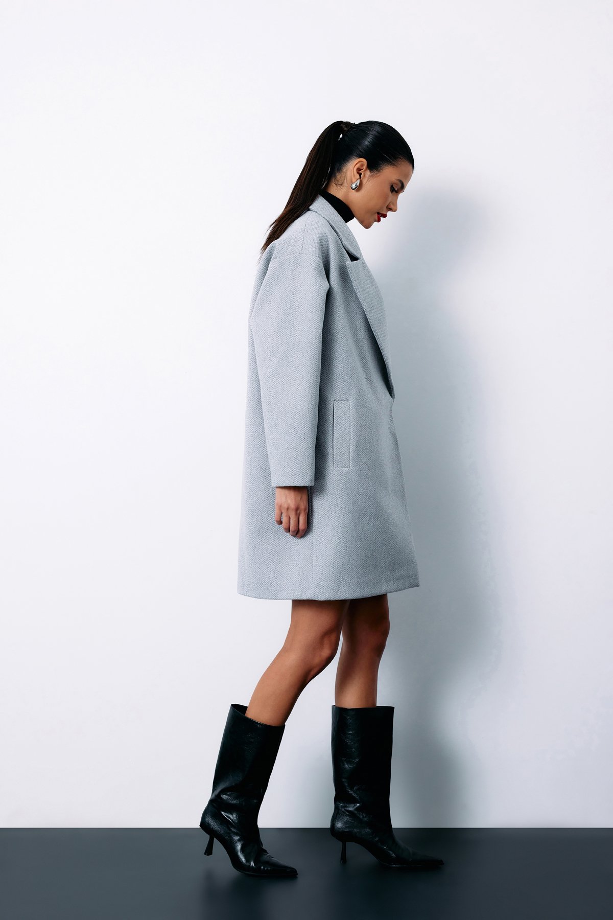 Desenli Kısa Kaban - GRİ