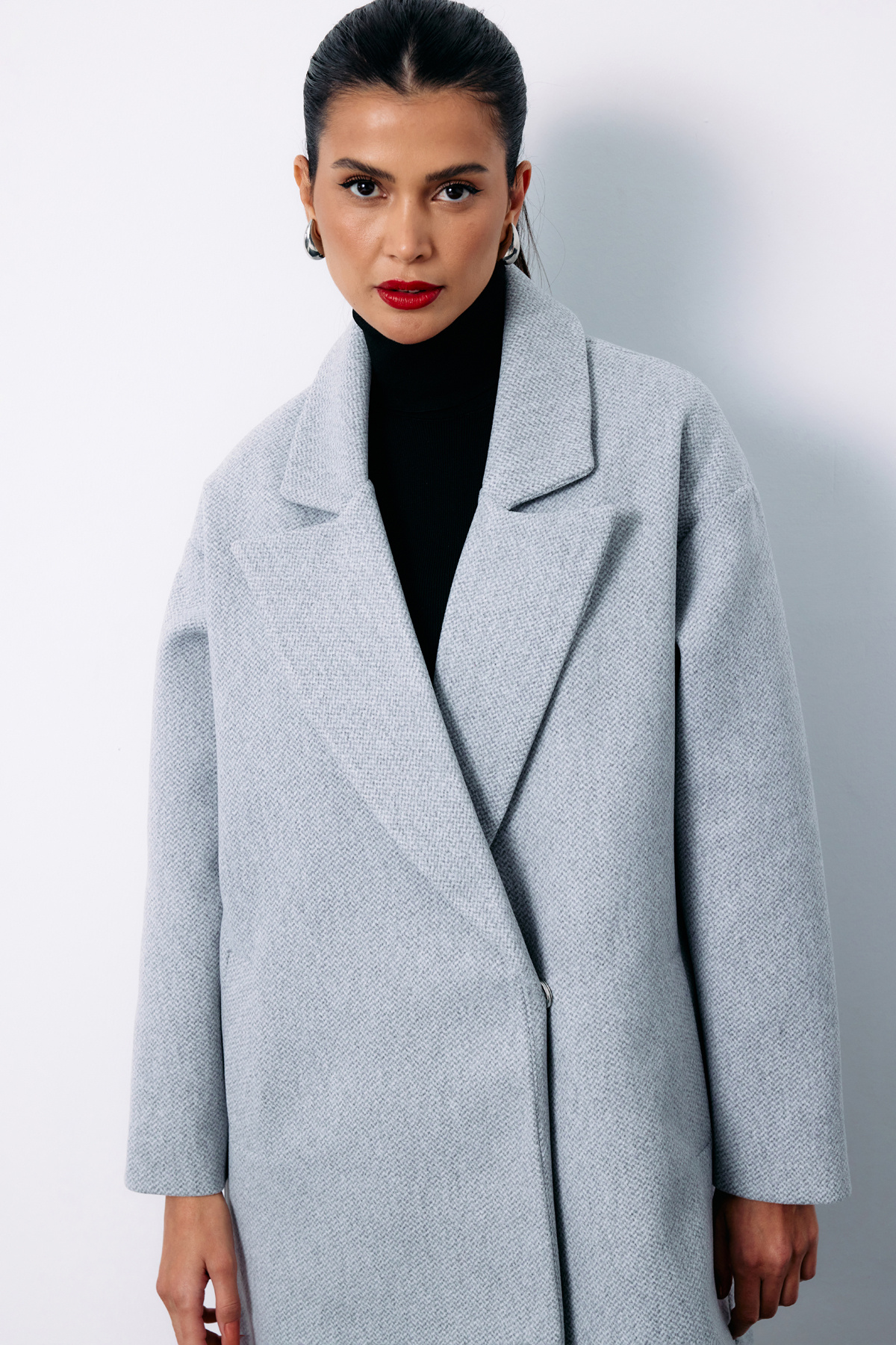 Desenli Kısa Kaban - GRİ