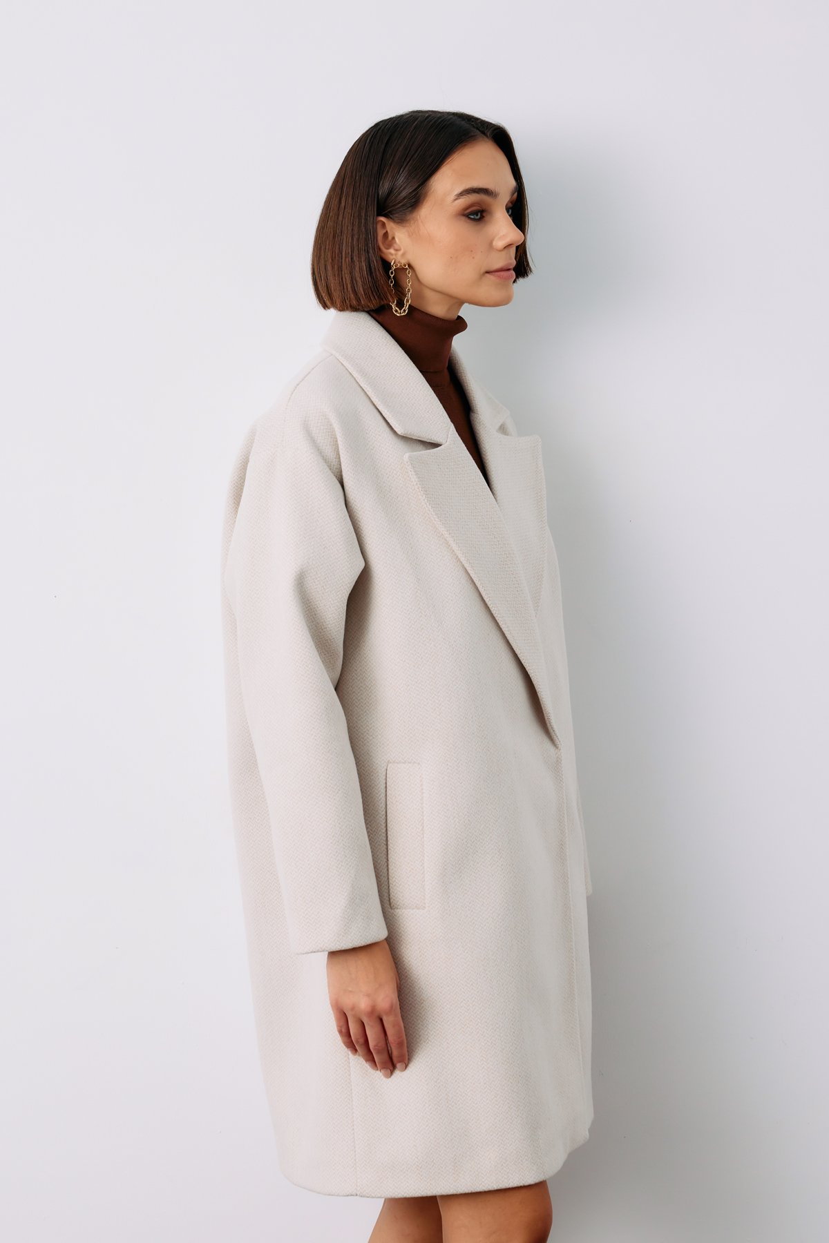 Patterned Short Coat - STONE