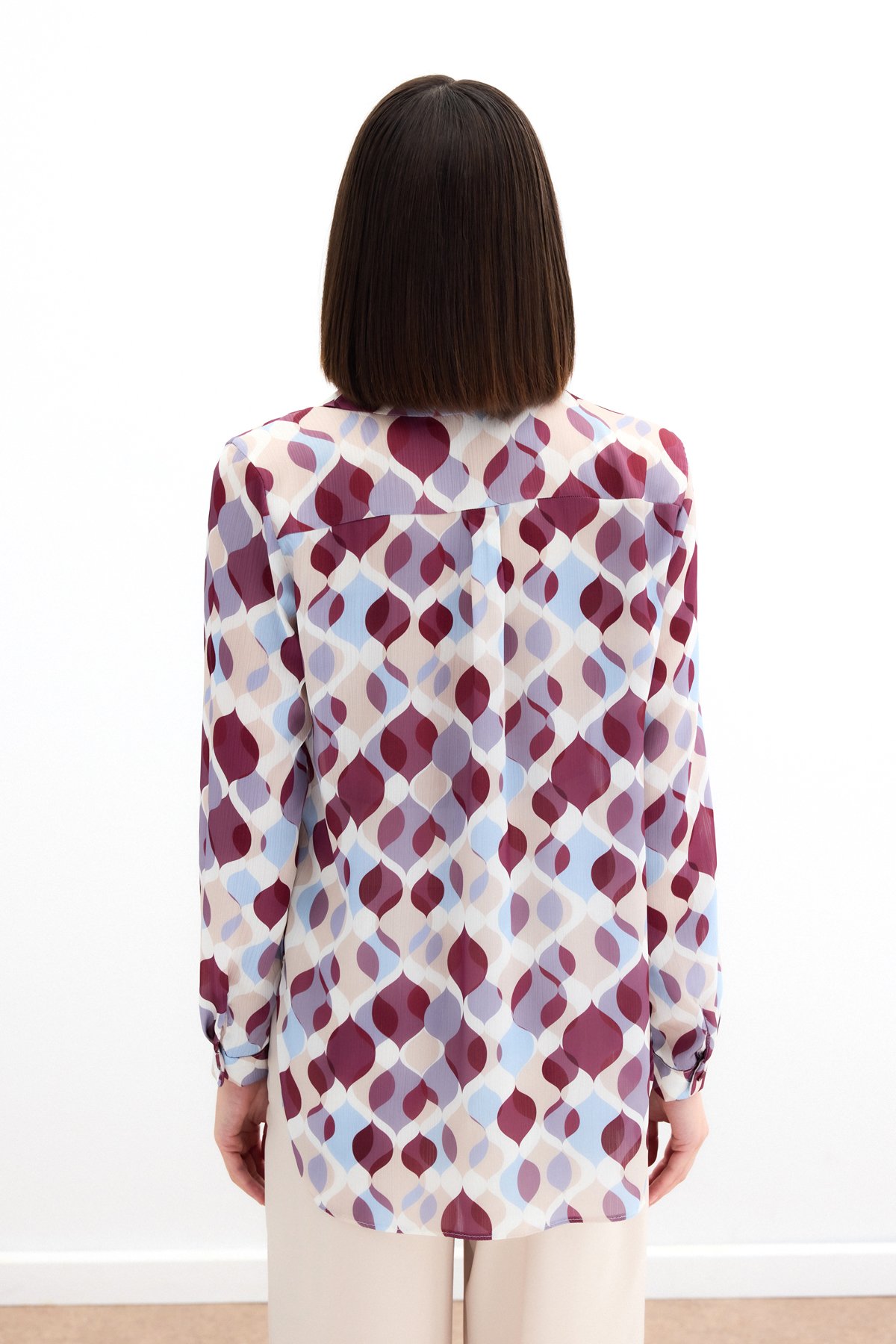 Desenli Klasik Gömlek - Bordo