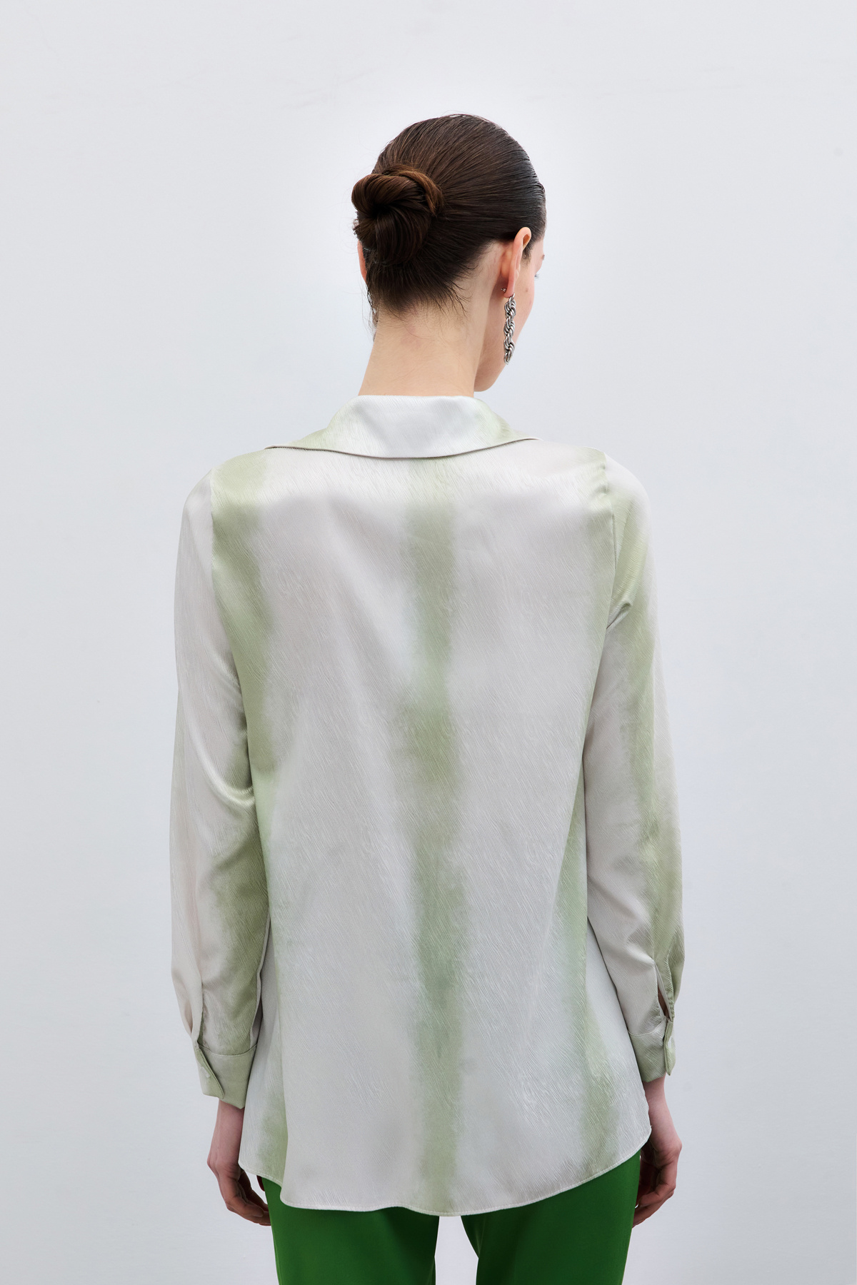 Desenli Klasik Gömlek - Çağla Yeşili