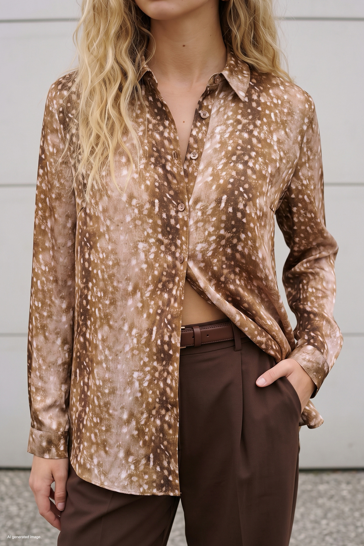 Patterned Classic Shirt - Brown