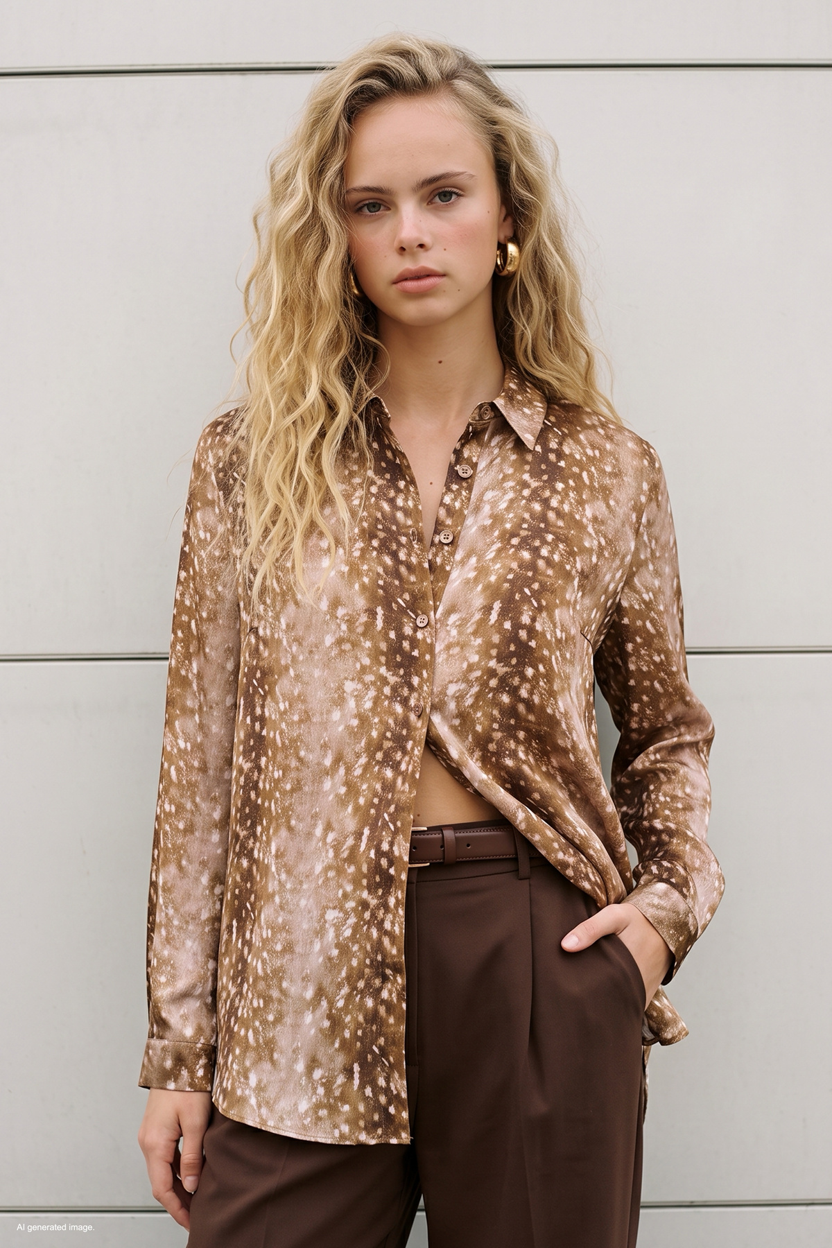 Patterned Classic Shirt - Brown