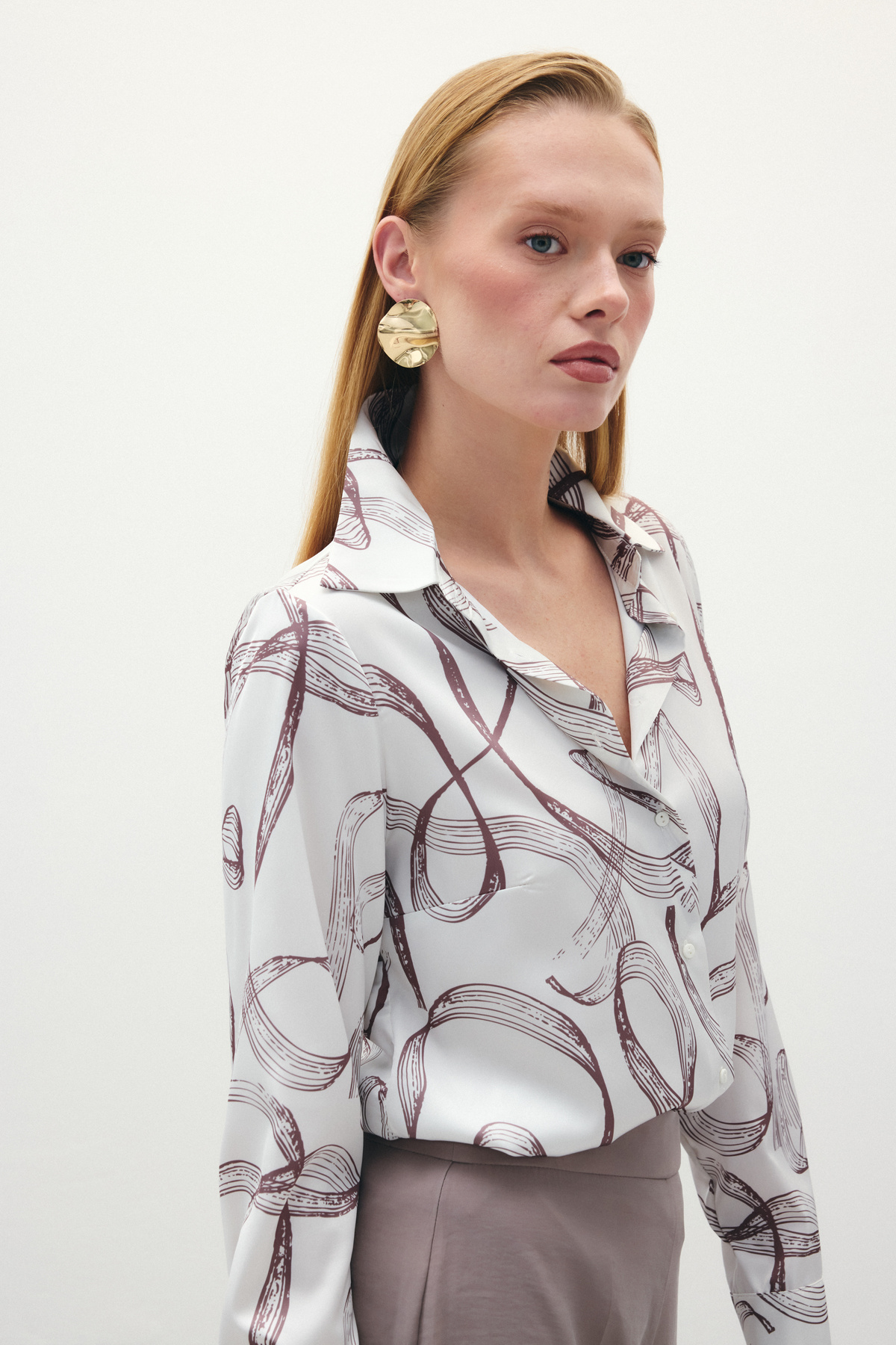 Desenli Klasik Gömlek - Kahve