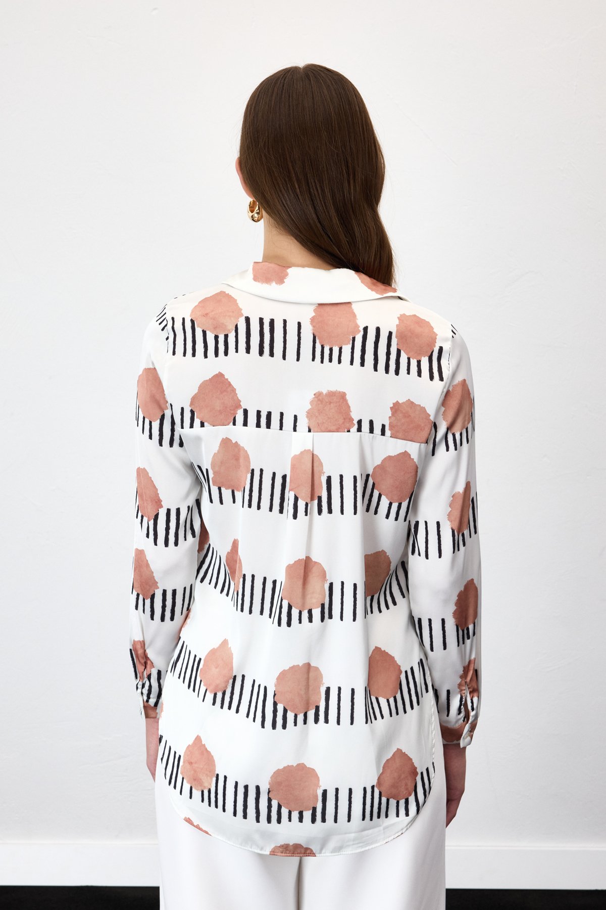 Desenli Klasik Gömlek - Mocha