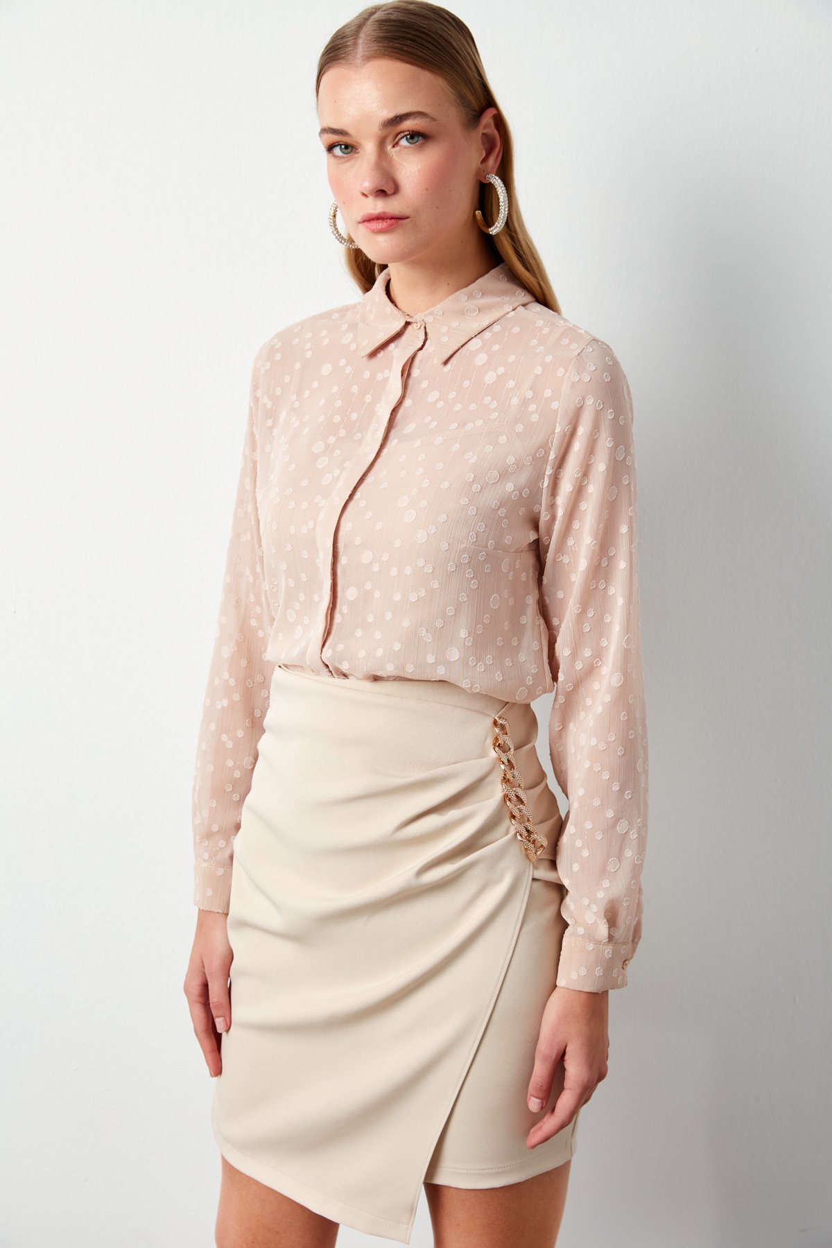 Desenli Klasik Gömlek - PUDRA