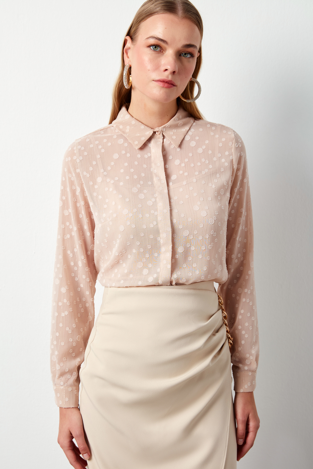 Desenli Klasik Gömlek - PUDRA