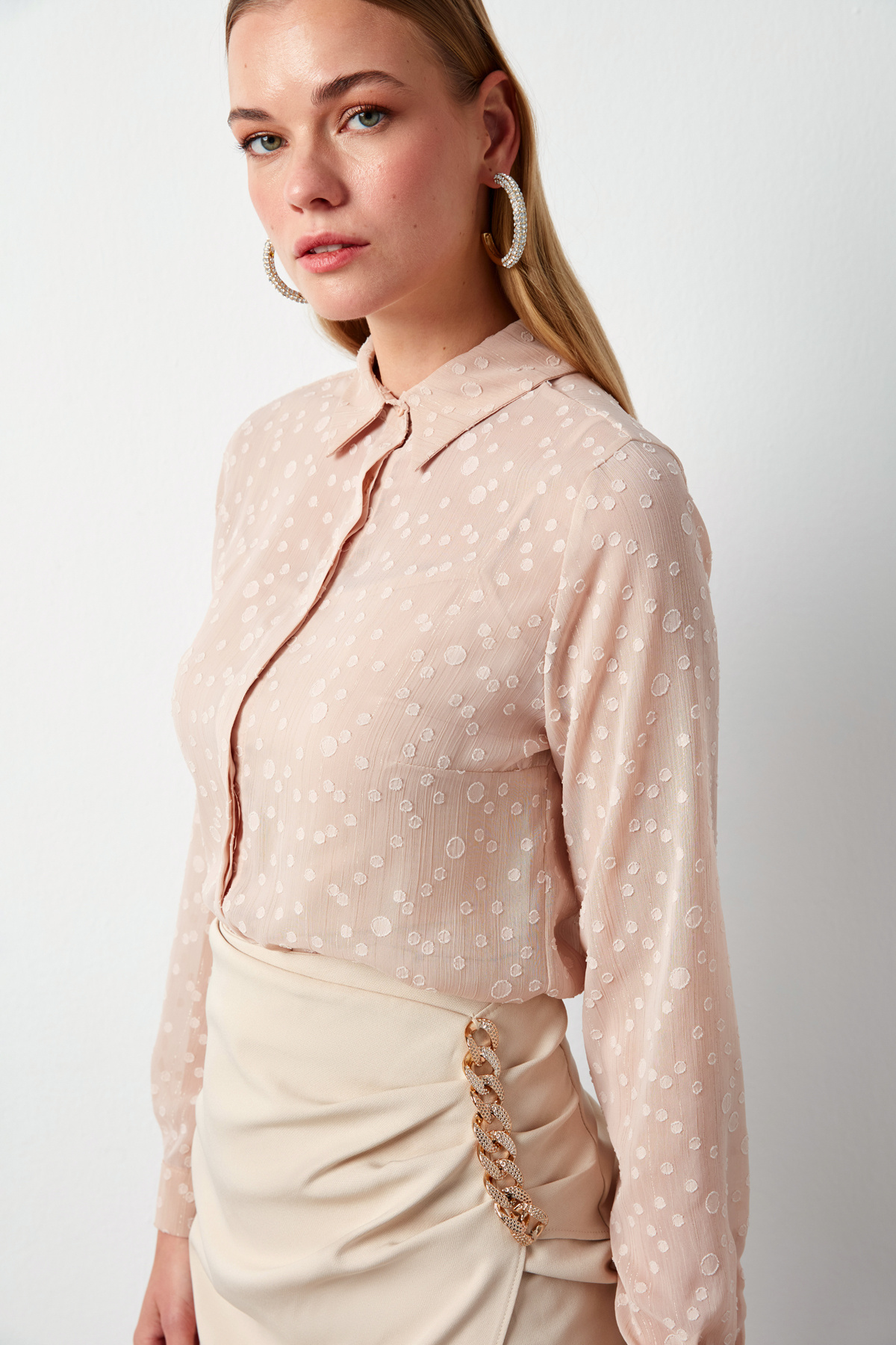 Desenli Klasik Gömlek - PUDRA