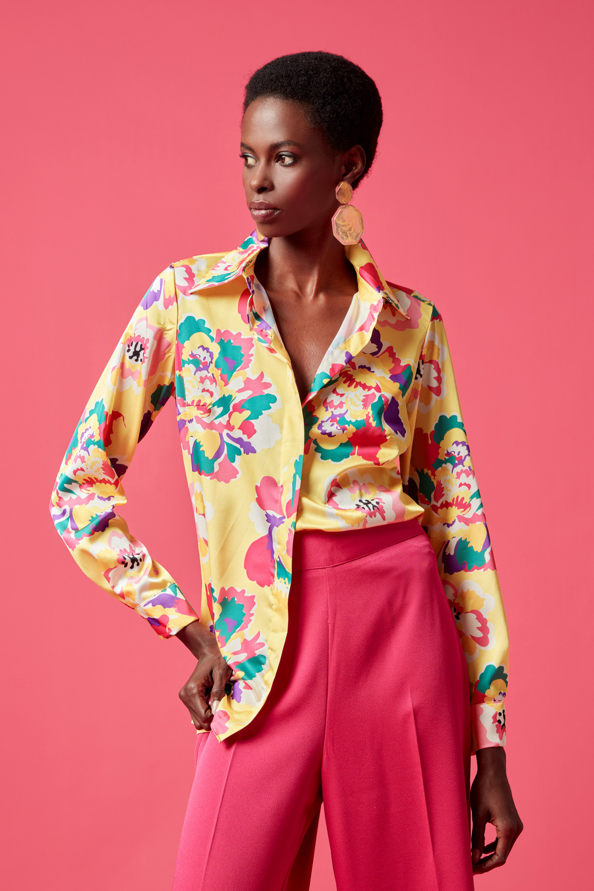 Patterned Classic Shirt - YELLOW