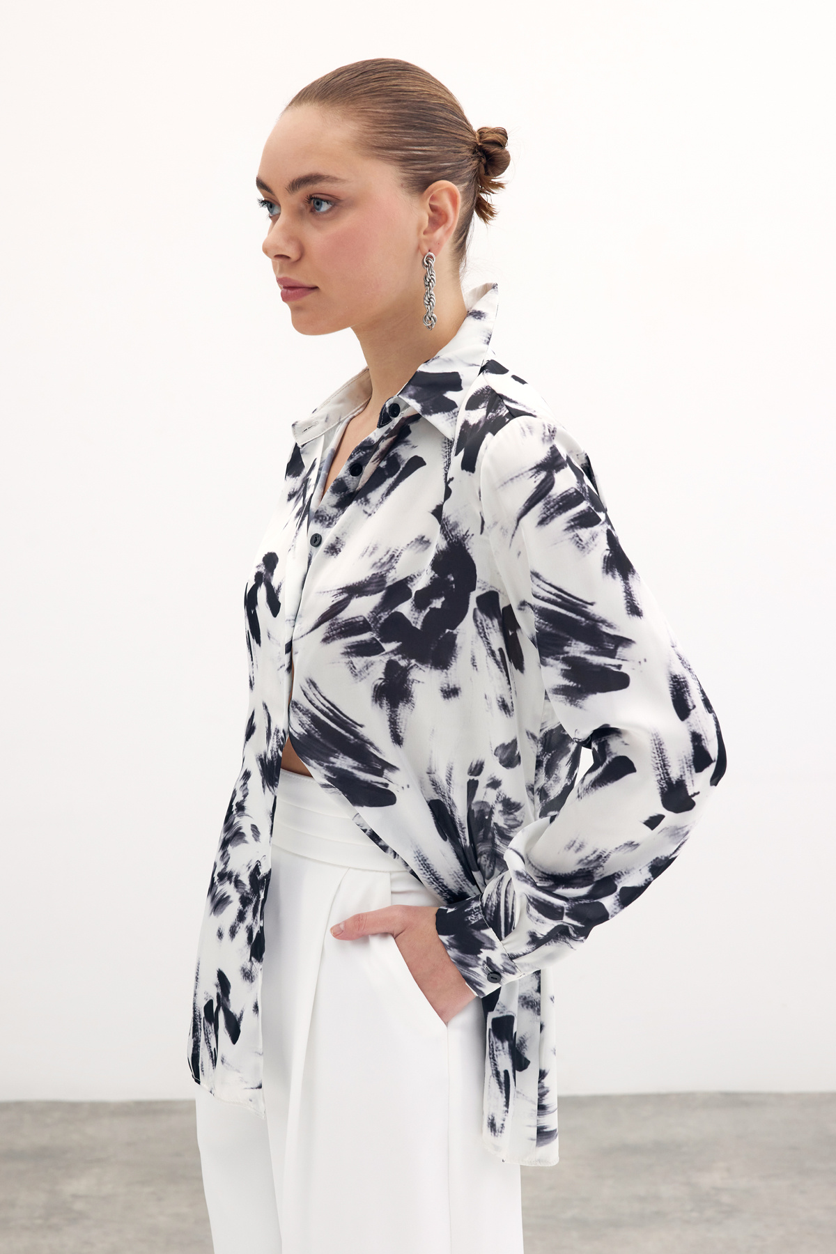 Desenli Klasik Gömlek - SİYAH