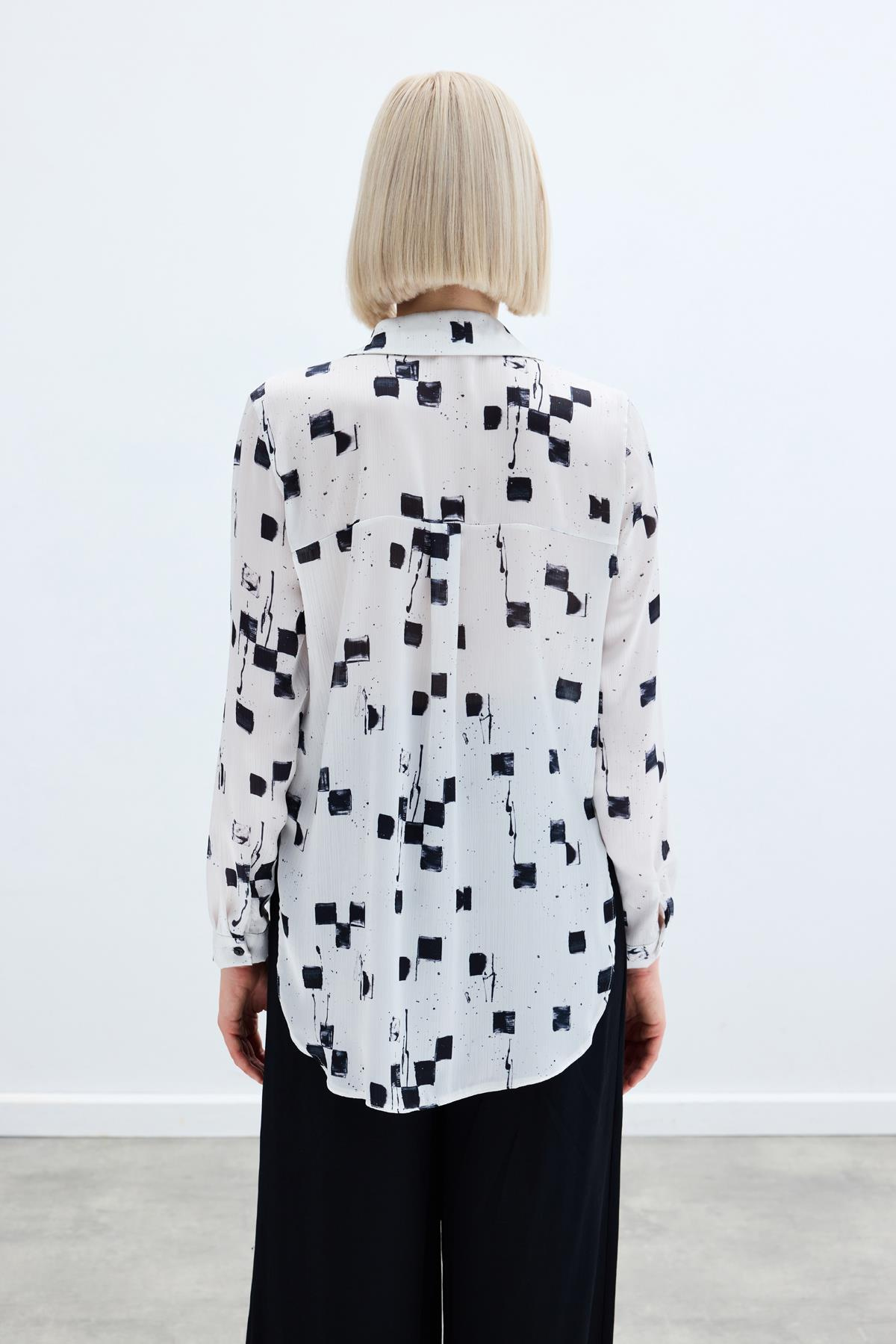 Desenli Klasik Gömlek - Siyah