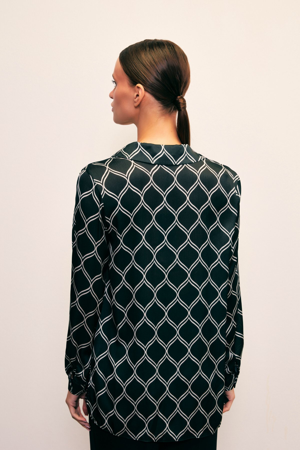 Desenli Klasik Gömlek - SİYAH-BEJ