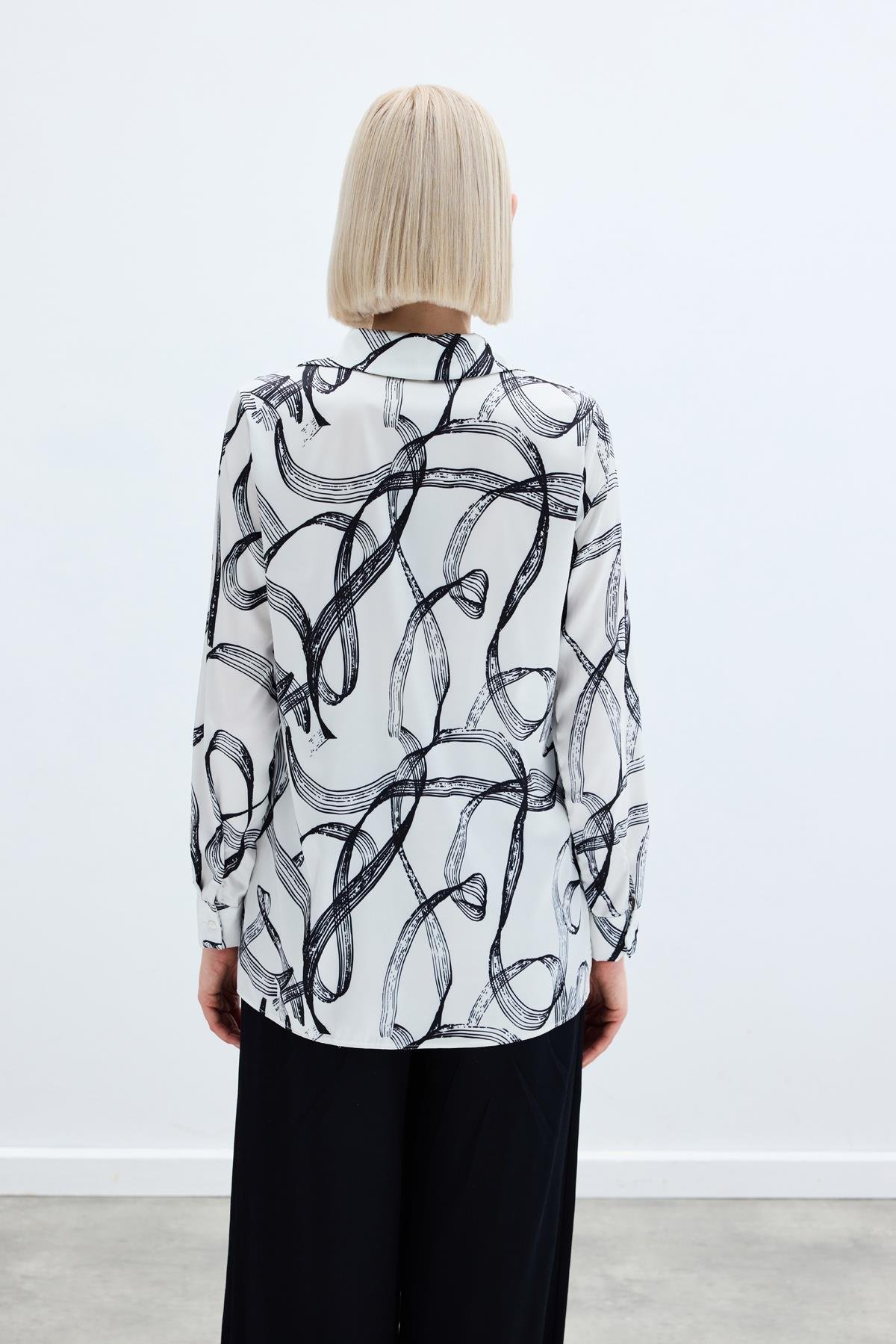 Desenli Klasik Gömlek - Siyah