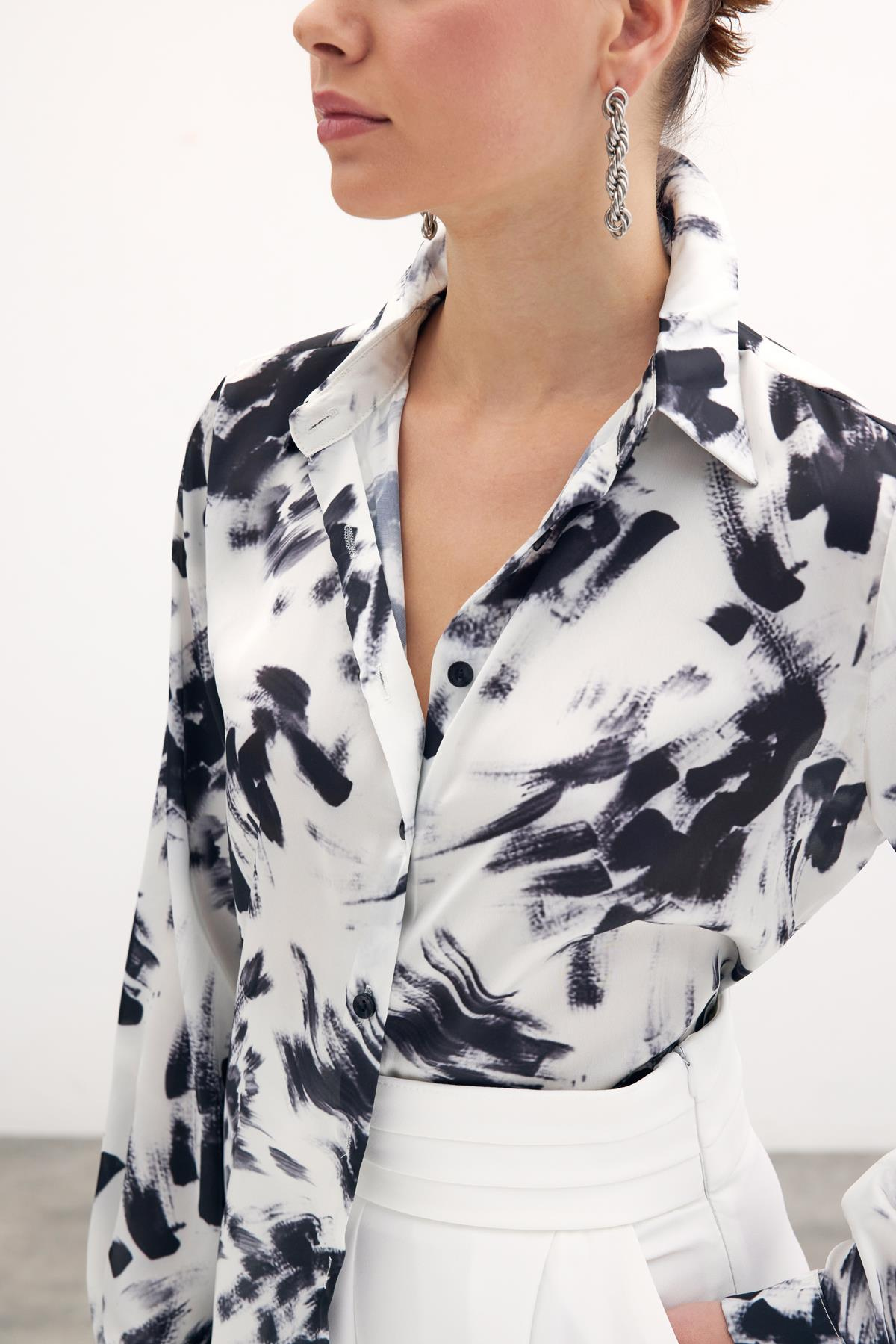 Desenli Klasik Gömlek - SİYAH