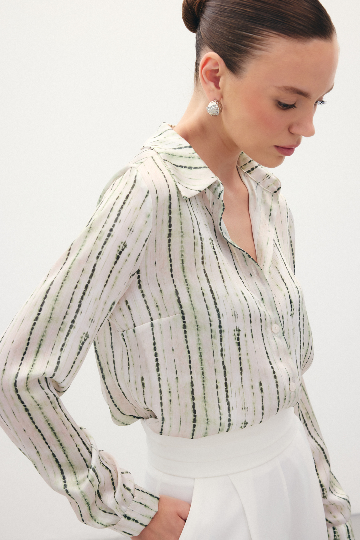 Desenli Klasik Gömlek - Yeşil