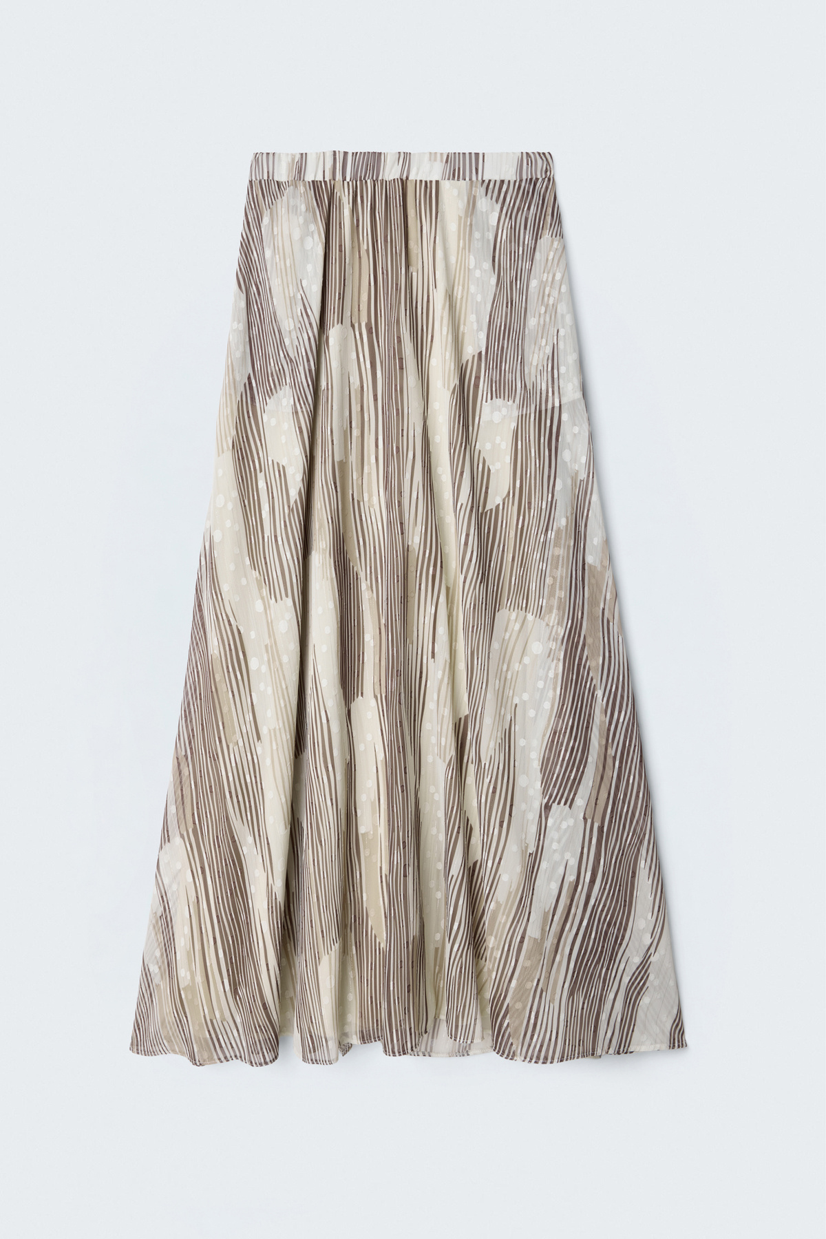 Patterned Flared Skirt - Brown