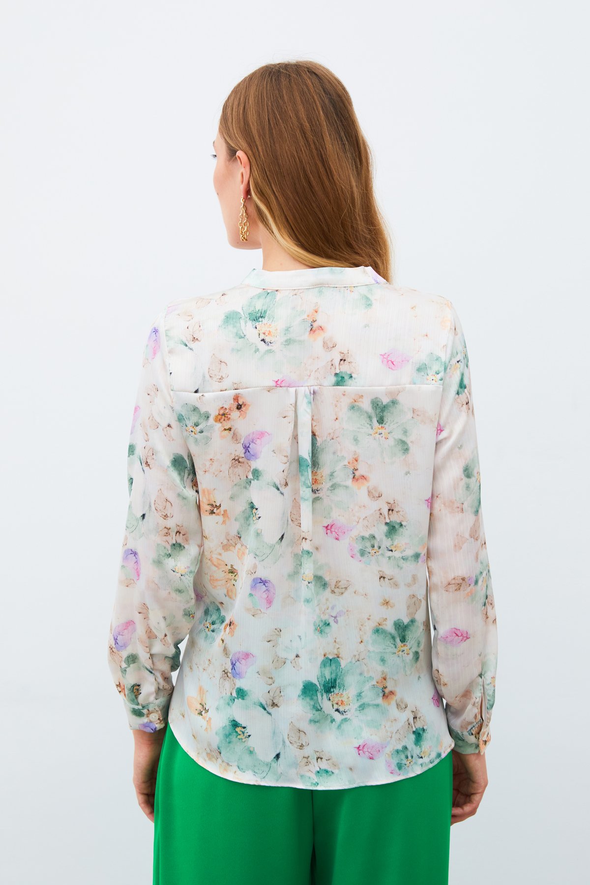 Desenli Kruvaze Bluz - ÇAĞLA YEŞİLİ