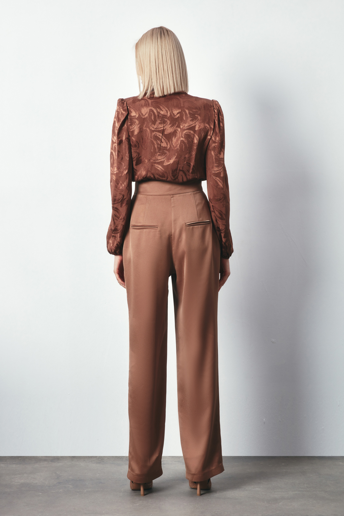 Desenli Kruvaze Bodysuit - KAHVE