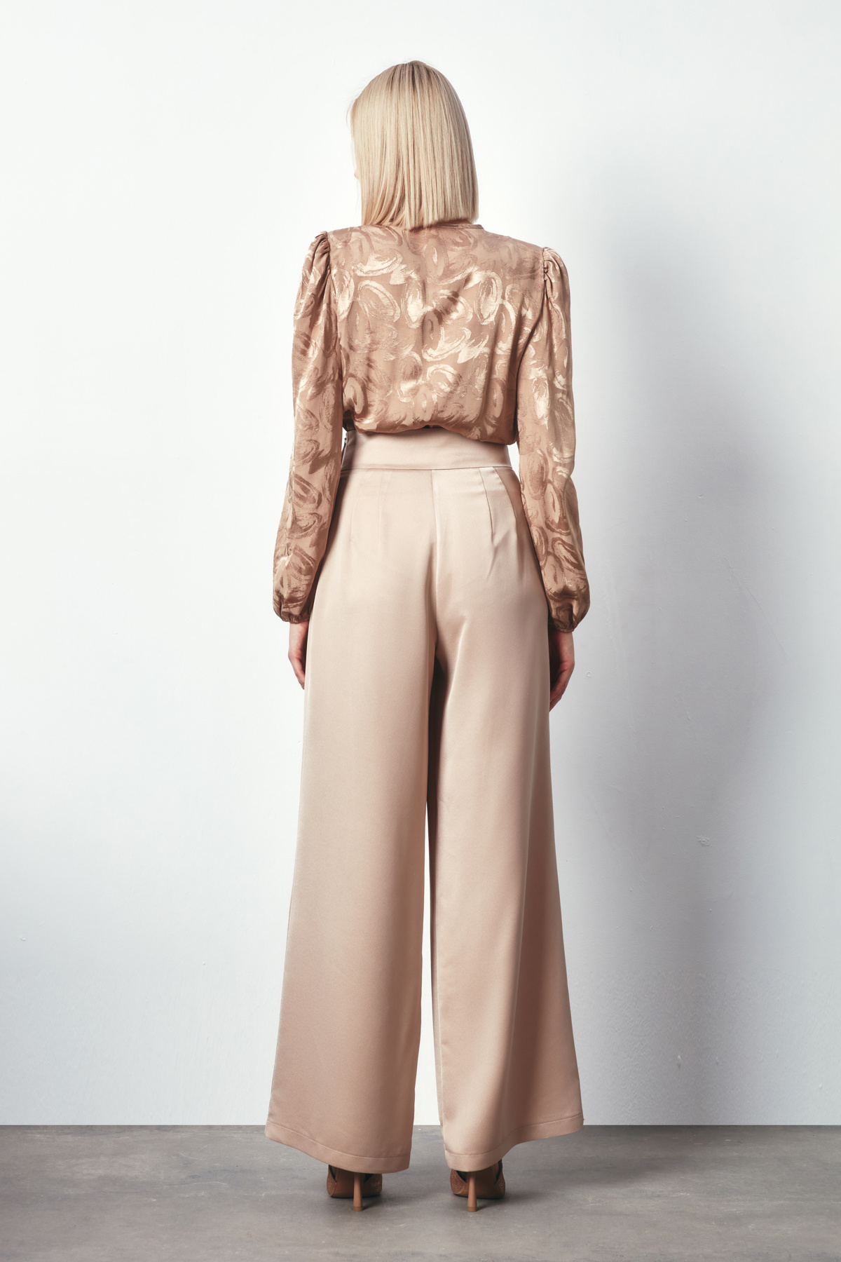 Desenli Kruvaze Bodysuit - VİZON