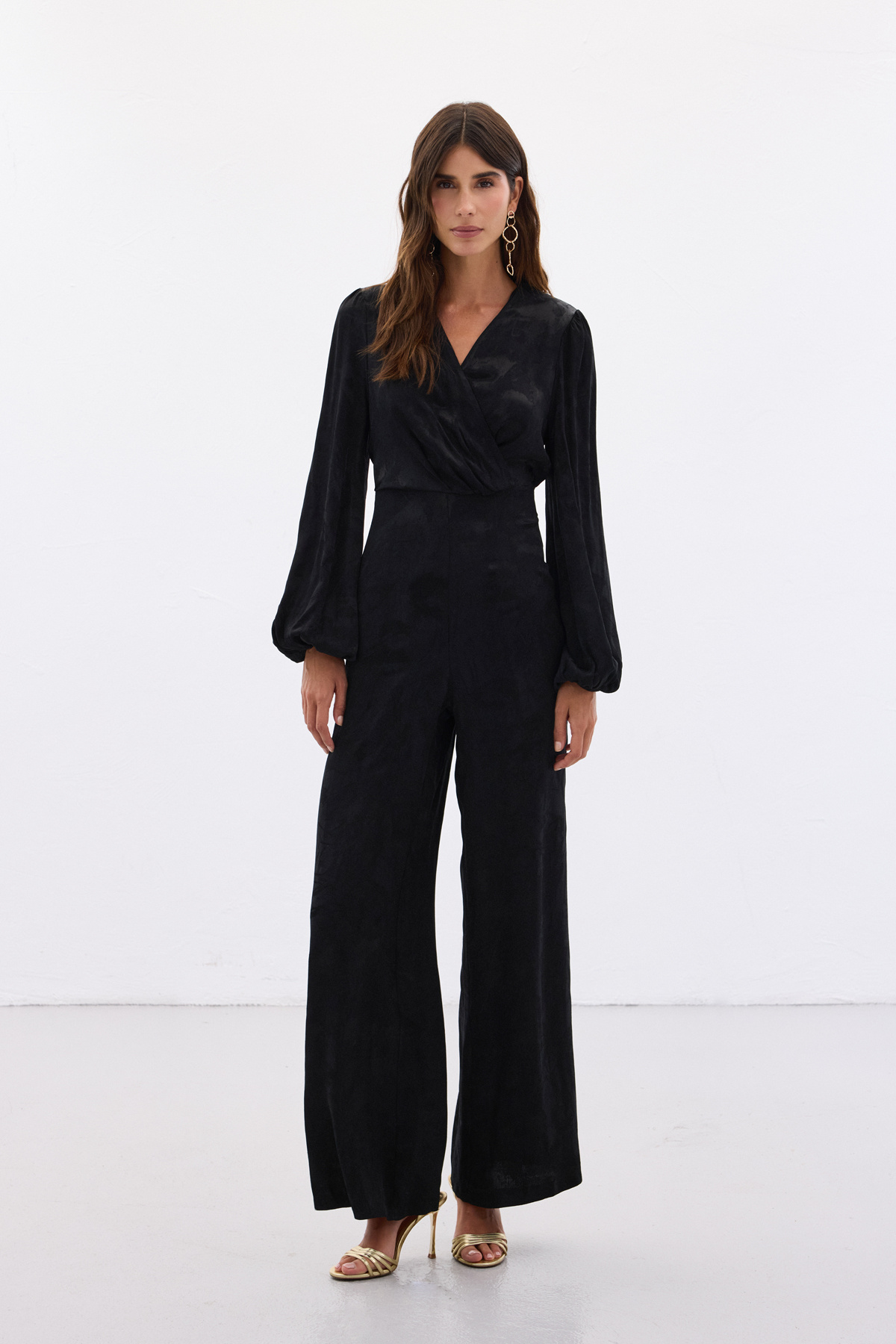 Desenli Kruvaze Tulum - Siyah