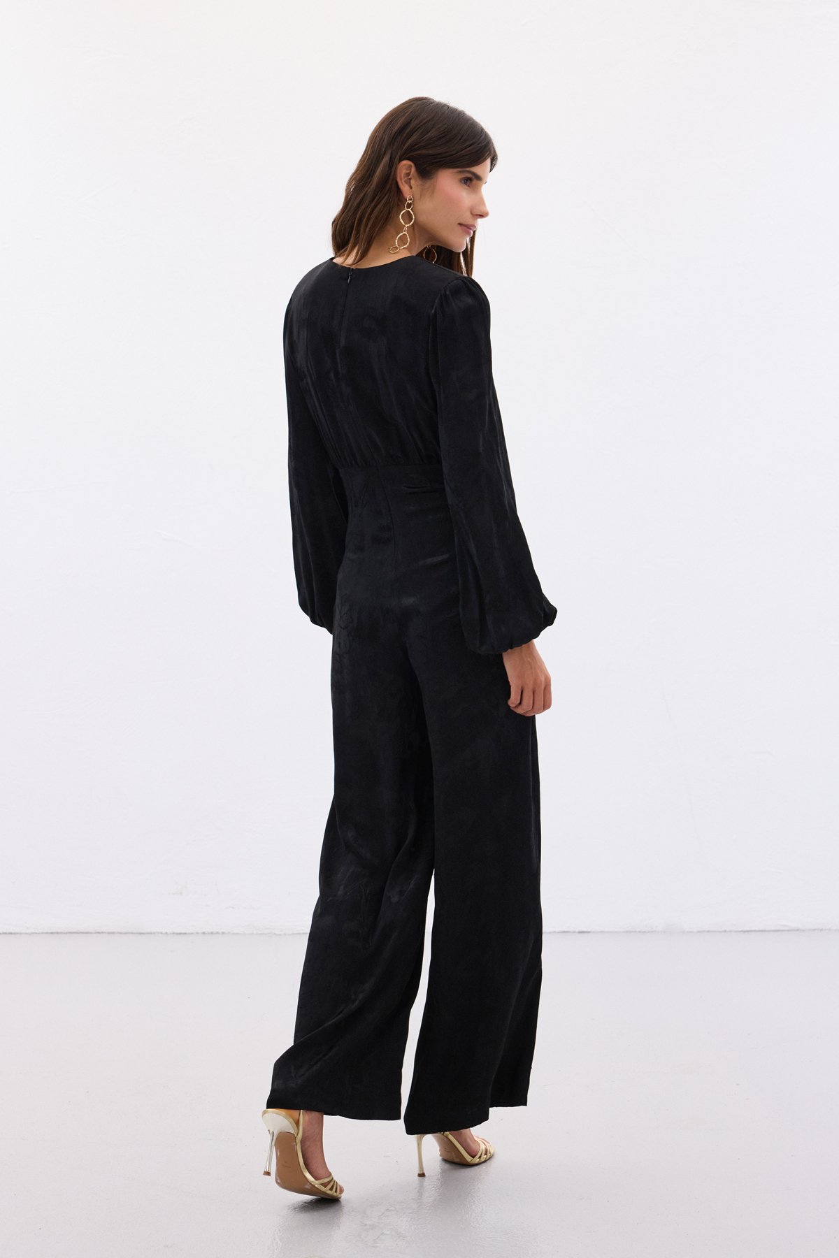 Desenli Kruvaze Tulum - Siyah