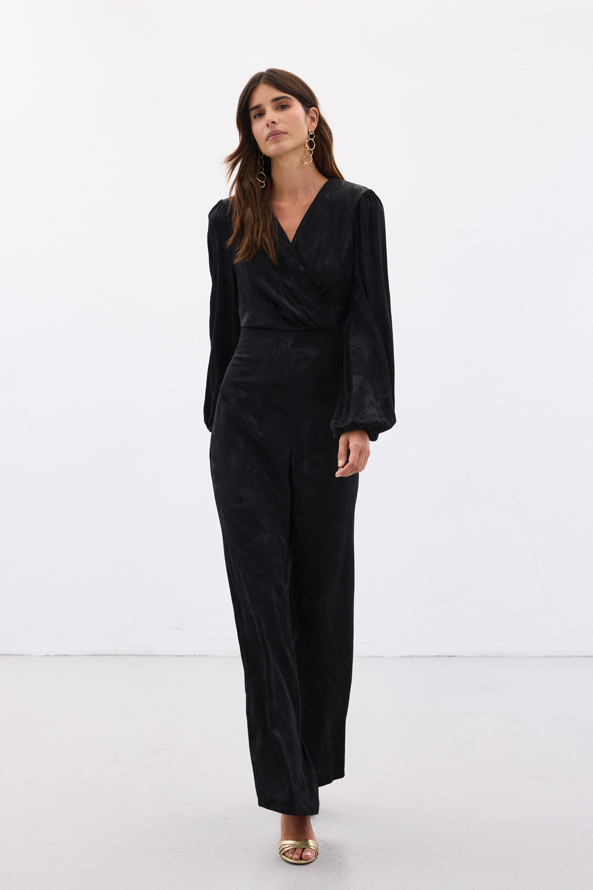 Desenli Kruvaze Tulum - Siyah