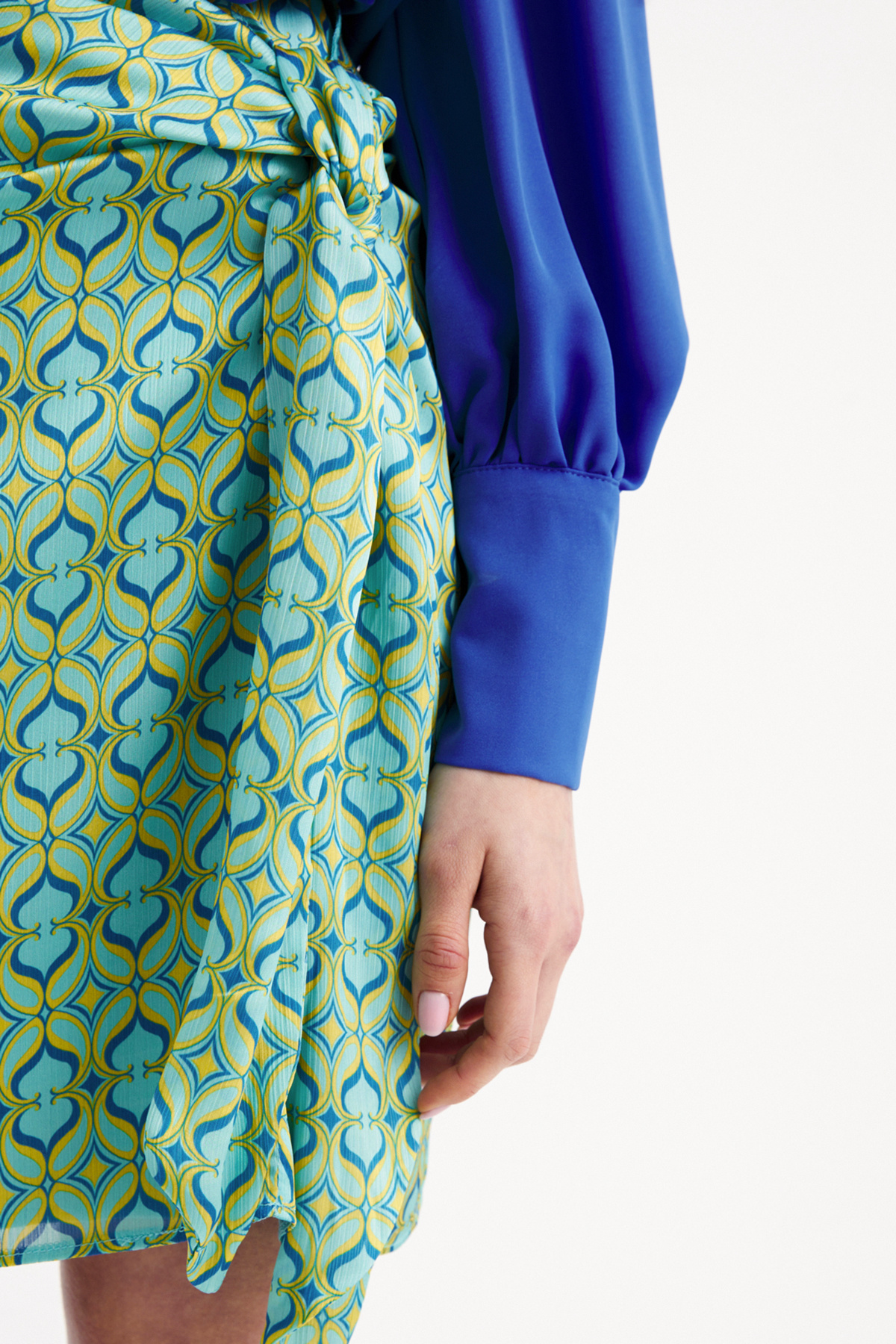 Desenli kuşak detaylı mini etek - MİNT