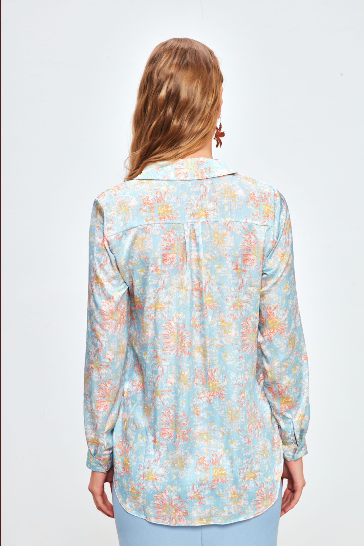 Desenli Salaş Gömlek - BEBE MAVİ