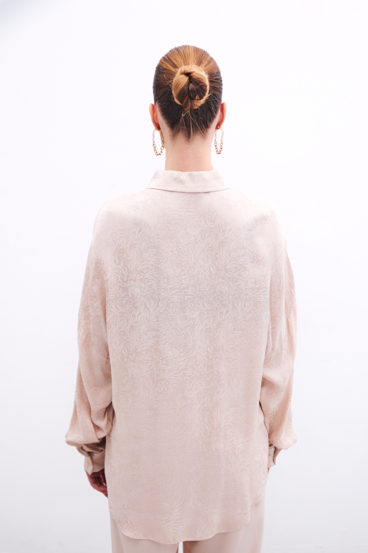 Desenli Salaş Gömlek - Bej