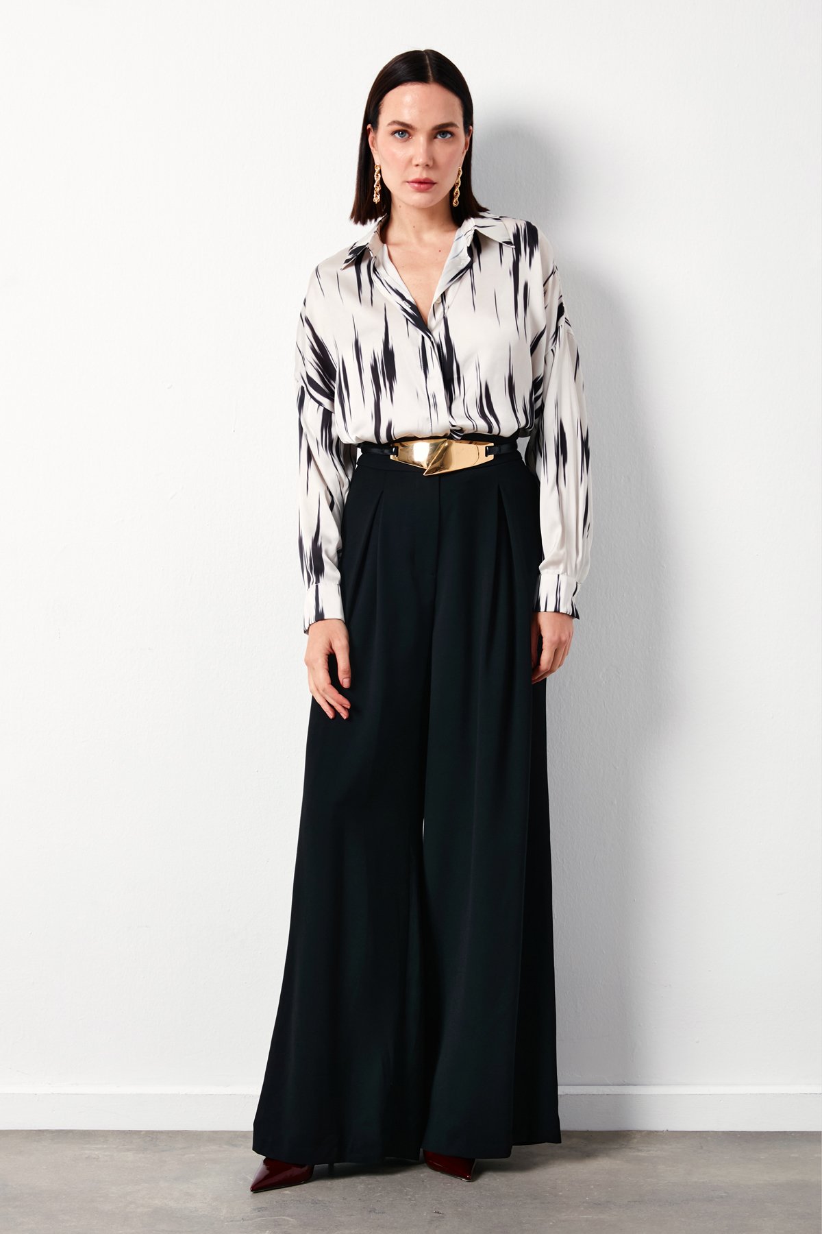 Desenli Salaş Gömlek - BEJ