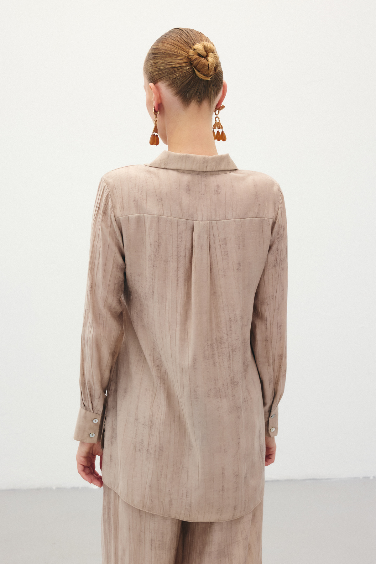 Desenli Salaş Gömlek - Bej