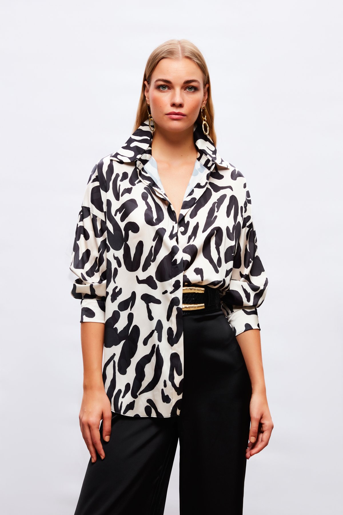 Desenli Salaş Gömlek - BEJ