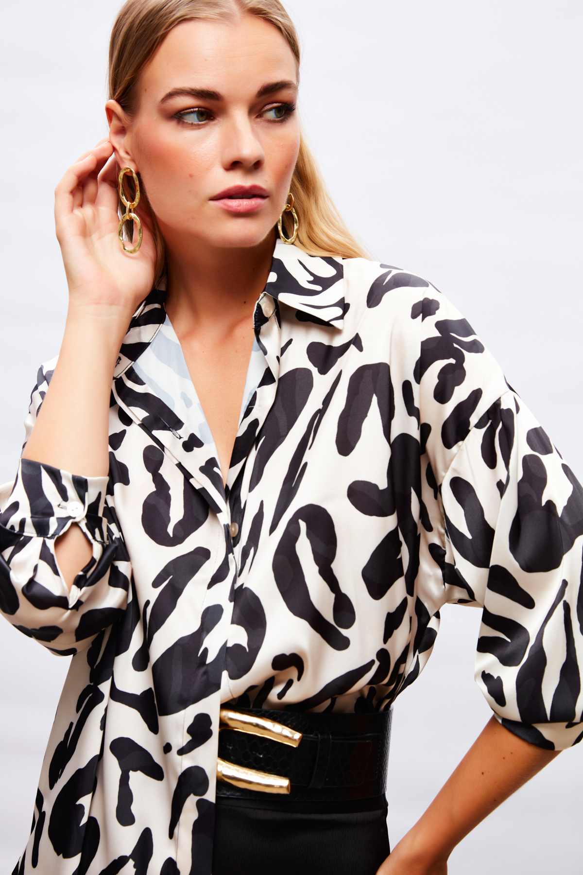 Desenli Salaş Gömlek - BEJ