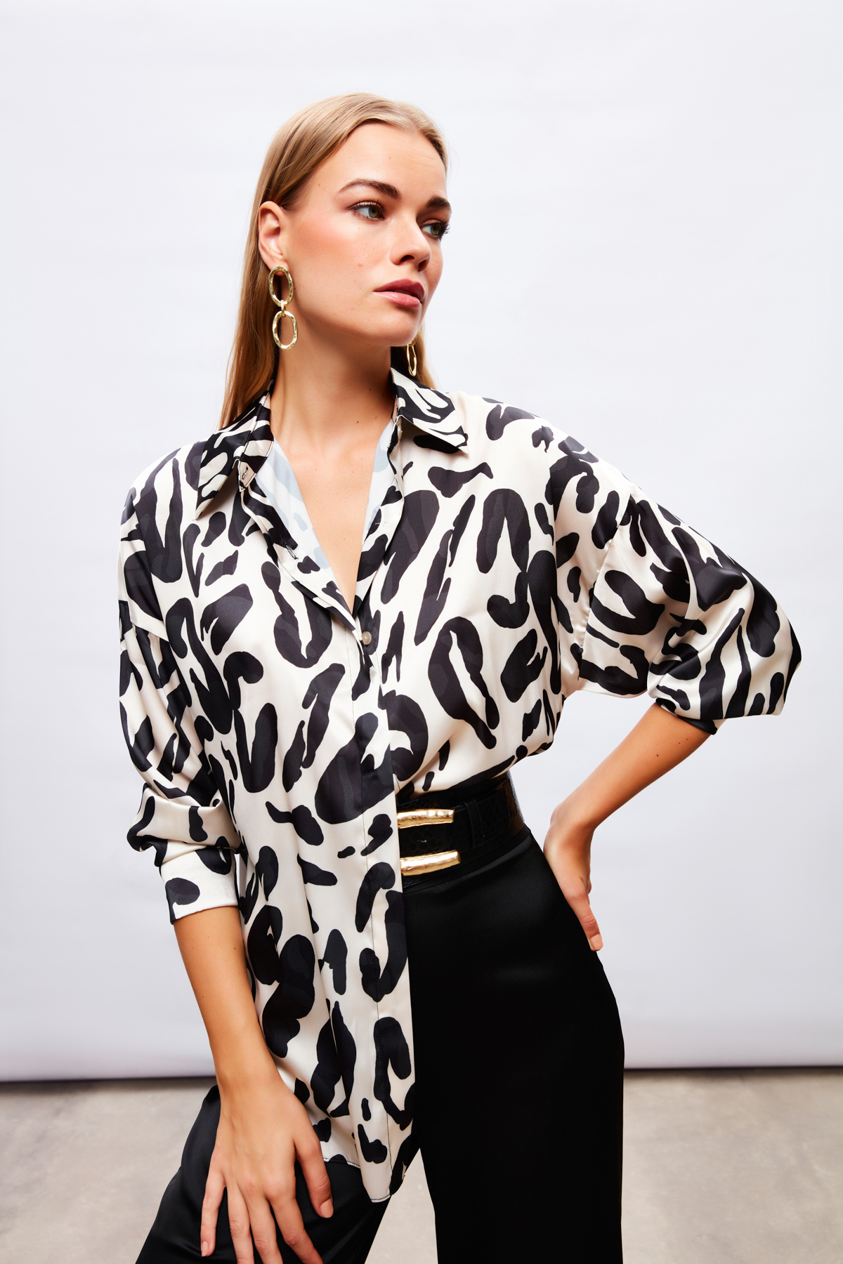 Desenli Salaş Gömlek - BEJ