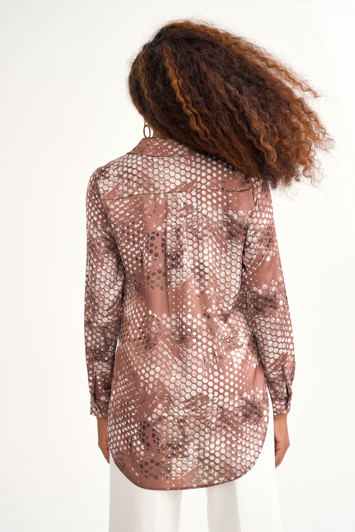 Patterned shabby shirt - BEIGE