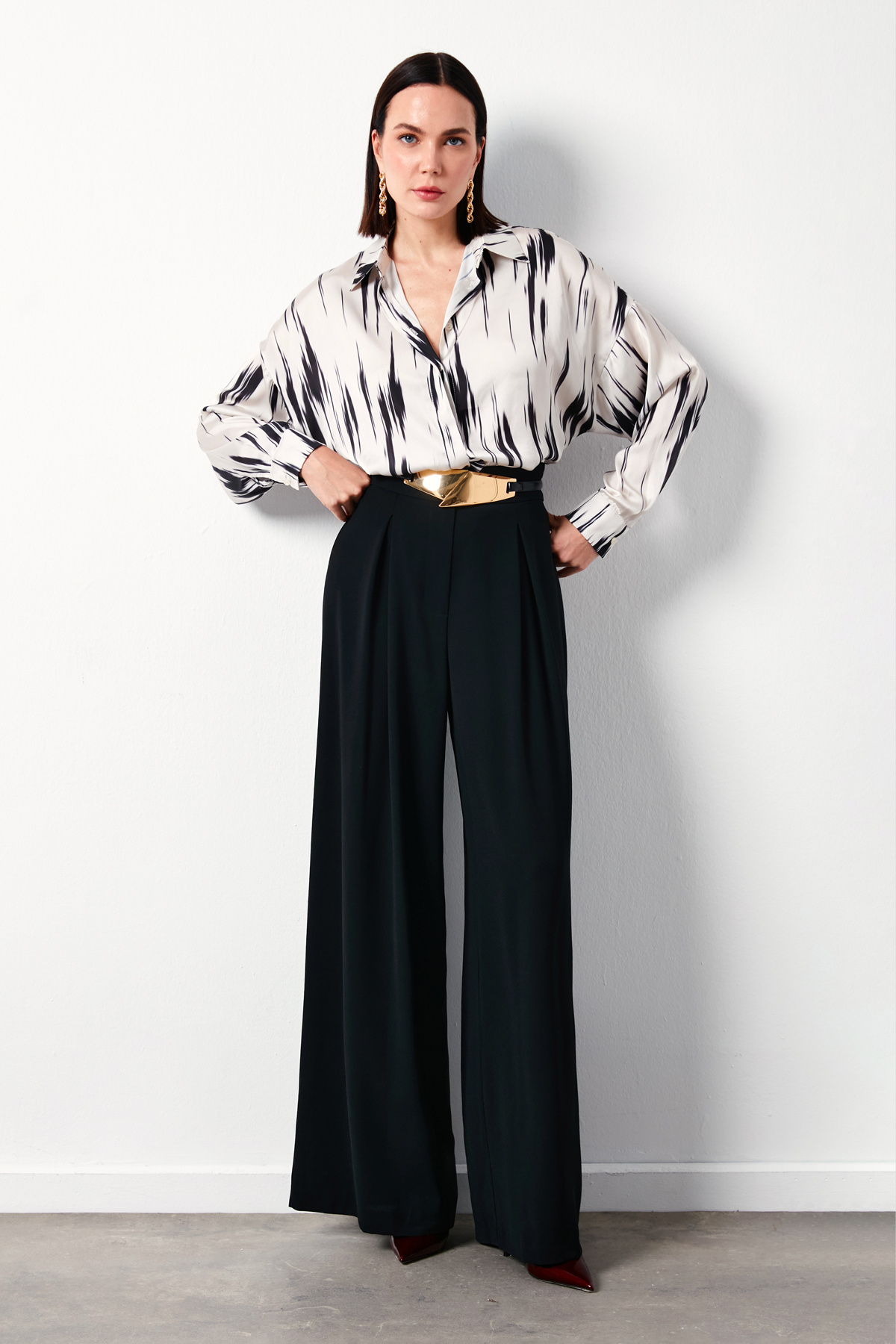 Desenli Salaş Gömlek - BEJ