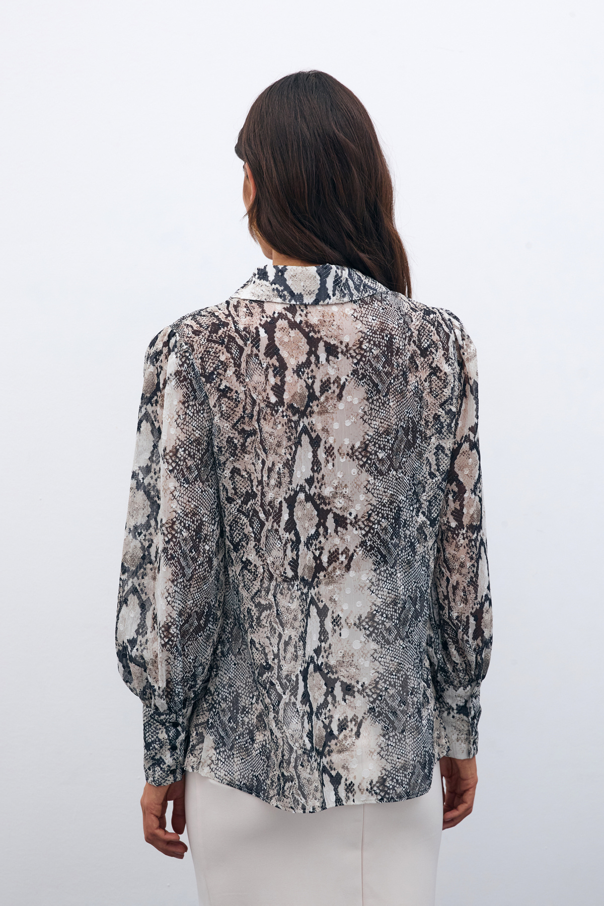 Desenli Salaş Gömlek - Bej