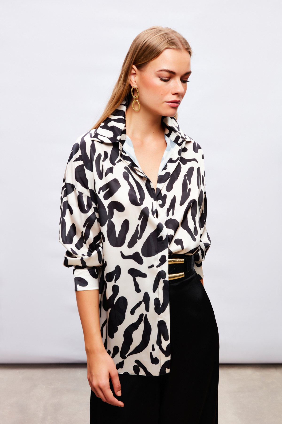 Desenli Salaş Gömlek - BEJ