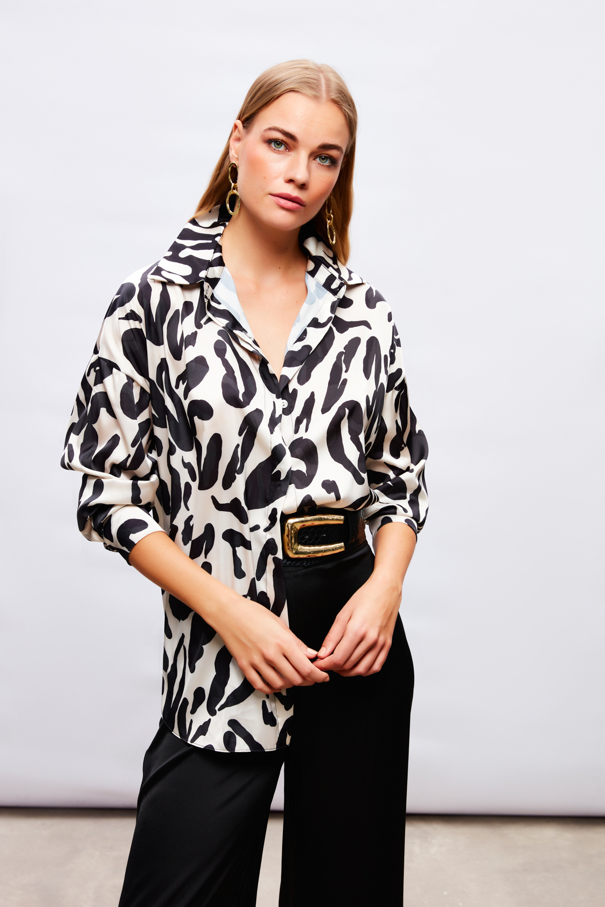 Desenli Salaş Gömlek - BEJ