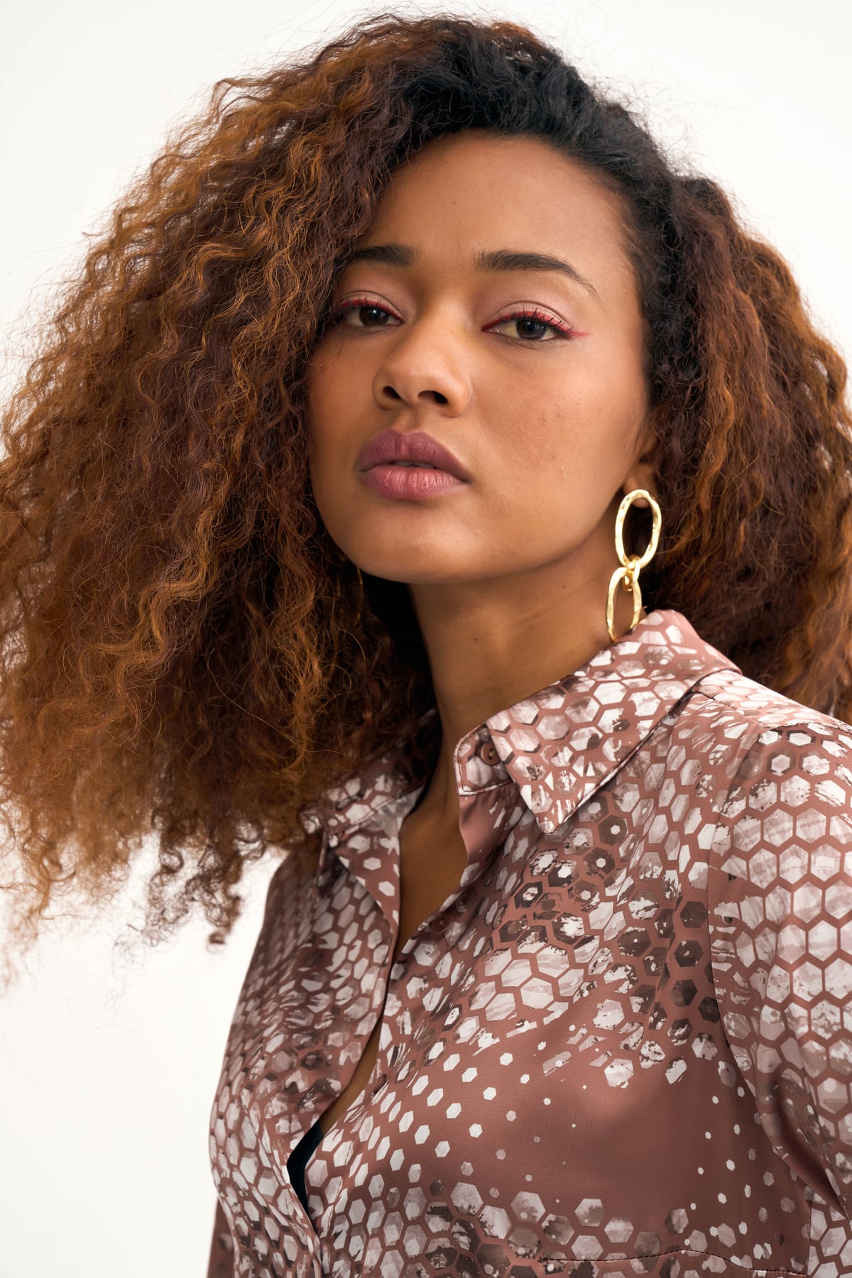 Patterned shabby shirt - BEIGE