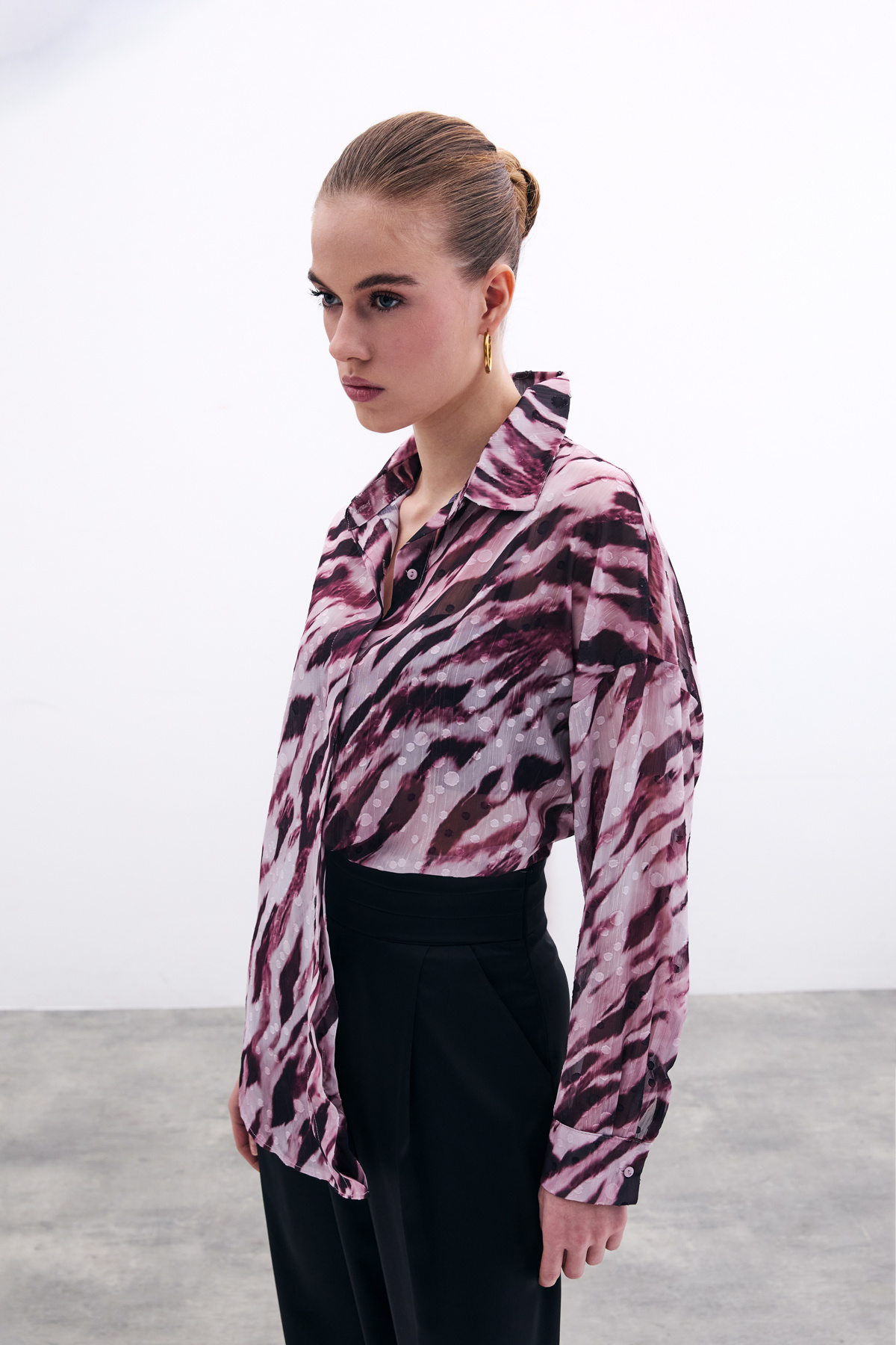 Desenli Salaş Gömlek - Bordo